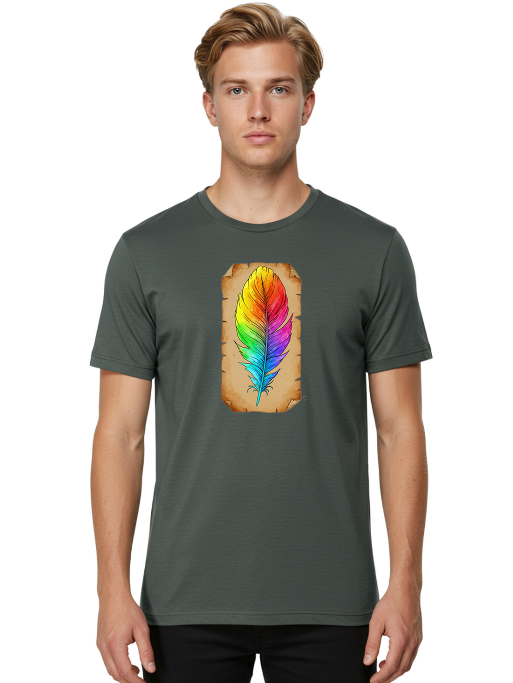 Rainbow-Feather-7 Men'S Graphic Tee, 100% Cotton, Comfortable Casual Summer Wear, Machine Washable, Vintage Camera, Old Camera, Antique Camera, Black Camera, Classic Photography, Photography Equipment, Nostalgic Device, Film Camera, Camera Art Baj230