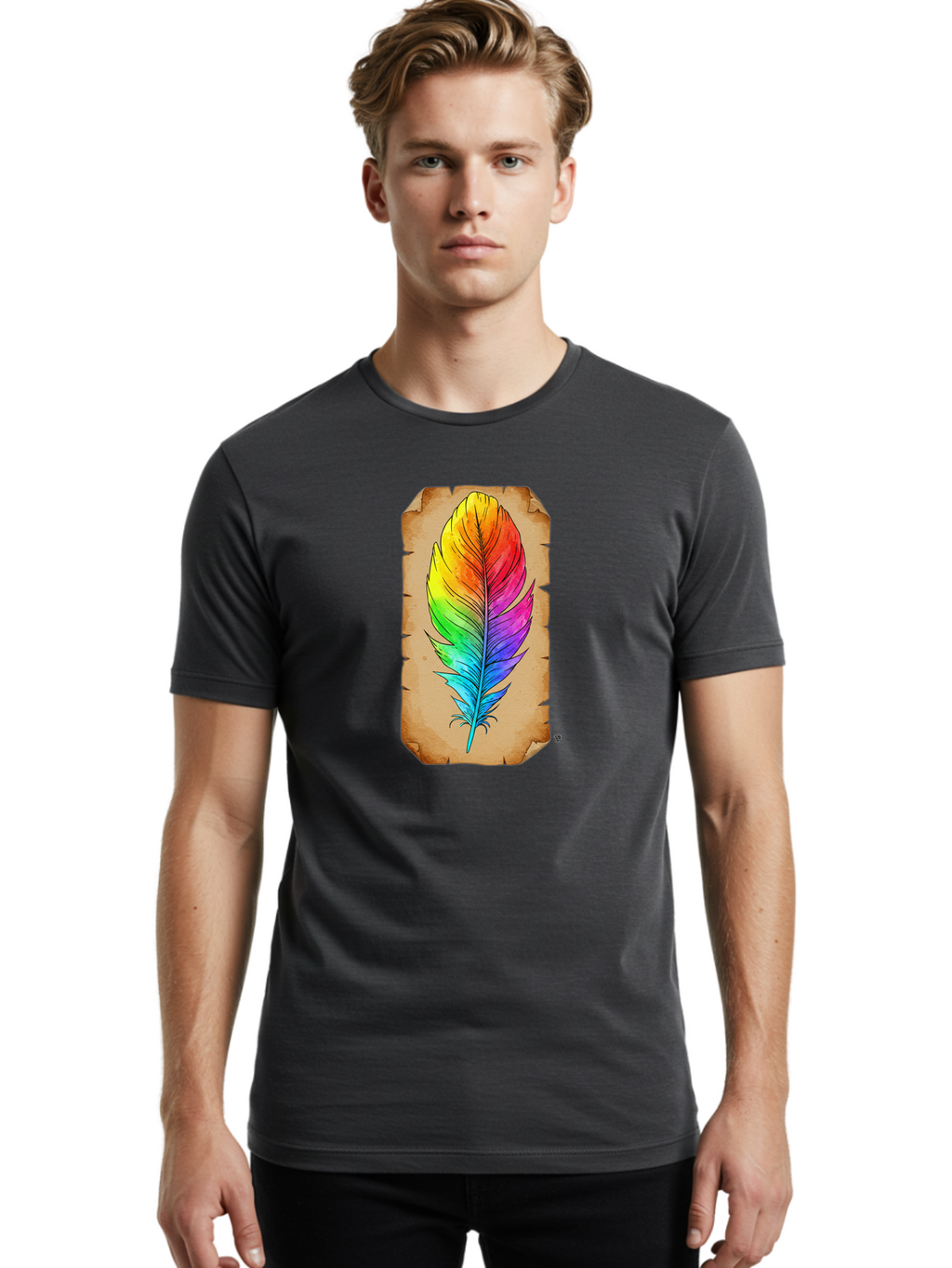 Rainbow-Feather-7 Men'S Graphic Tee, 100% Cotton, Comfortable Casual Summer Wear, Machine Washable, Vintage Camera, Old Camera, Antique Camera, Black Camera, Classic Photography, Photography Equipment, Nostalgic Device, Film Camera, Camera Art Baj230