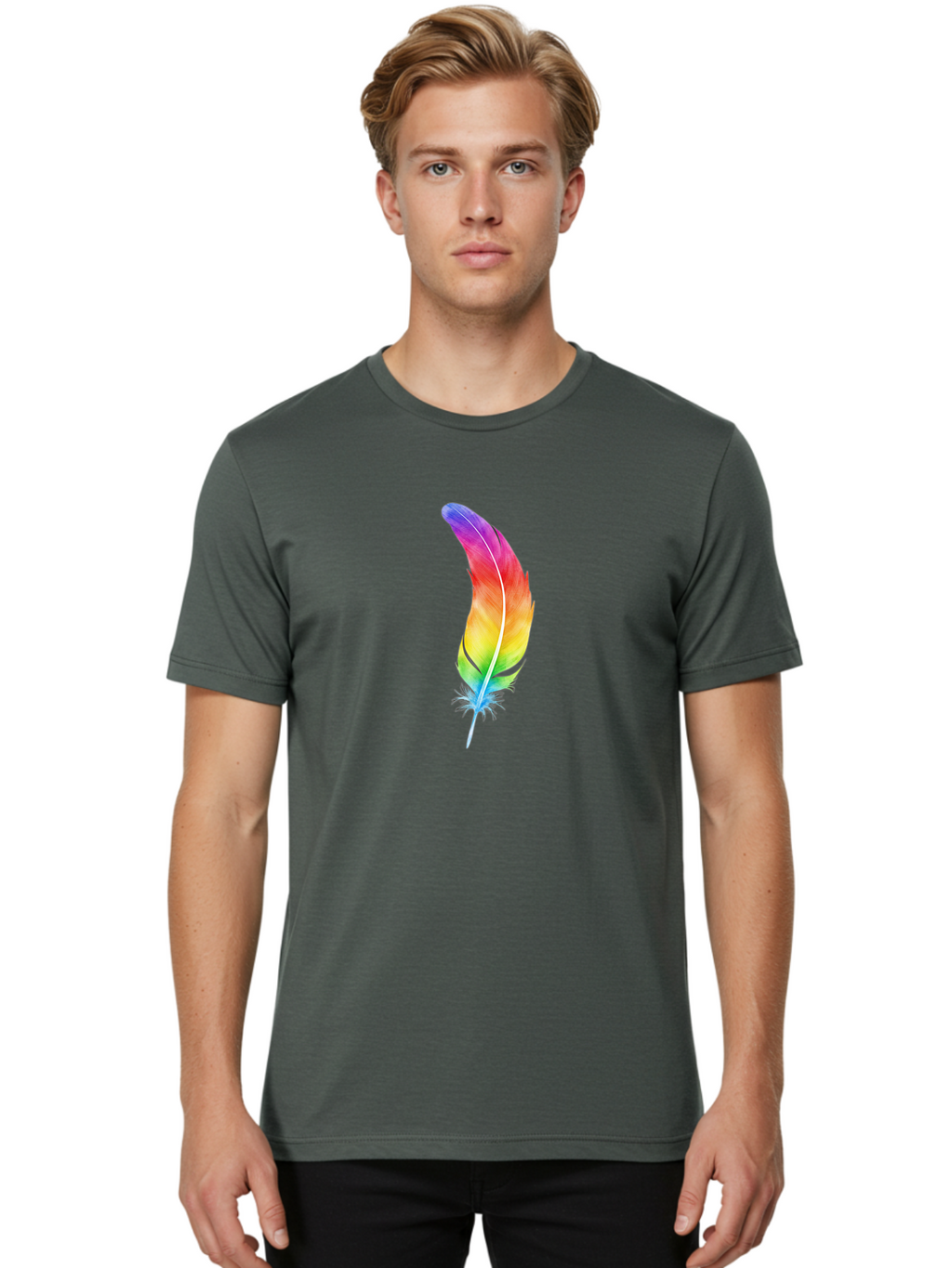 Rainbow-Feather-8 Men'S Graphic Tee, 100% Cotton, Comfortable Casual Summer Wear, Machine Washable, Vintage Camera, Old Camera, Antique Camera, Black Camera, Classic Photography, Photography Equipment, Nostalgic Device, Film Camera, Camera Art Baj231