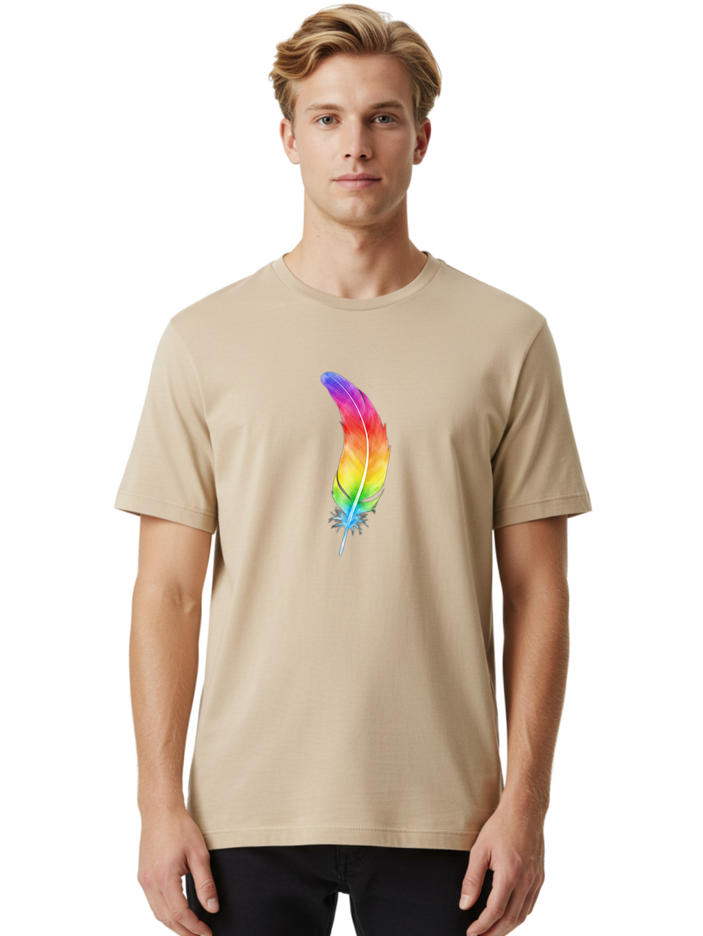 Rainbow-Feather-8 Men'S Graphic Tee, 100% Cotton, Comfortable Casual Summer Wear, Machine Washable, Vintage Camera, Old Camera, Antique Camera, Black Camera, Classic Photography, Photography Equipment, Nostalgic Device, Film Camera, Camera Art Baj231