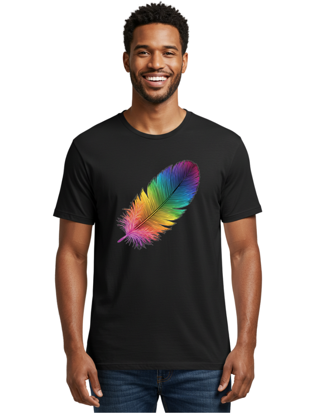 Rainbow-Feather-9 Men'S Graphic Tee, 100% Cotton, Comfortable Casual Summer Wear, Machine Washable, Vintage Camera, Old Camera, Antique Camera, Black Camera, Classic Photography, Photography Equipment, Nostalgic Device, Film Camera, Camera Art Baj232