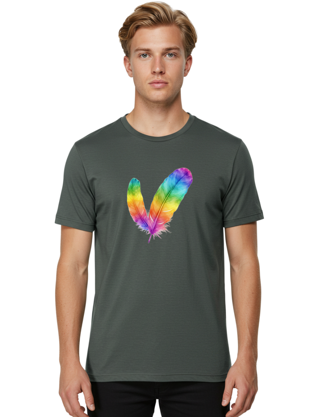 Rainbow-Feathers Men'S Graphic Tee, 100% Cotton, Comfortable Casual Summer Wear, Machine Washable, Vintage Camera, Old Camera, Antique Camera, Black Camera, Classic Photography, Photography Equipment, Nostalgic Device, Film Camera, Camera Art Baj234