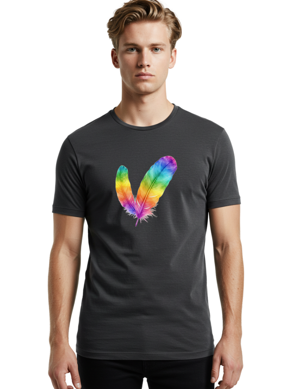 Rainbow-Feathers Men'S Graphic Tee, 100% Cotton, Comfortable Casual Summer Wear, Machine Washable, Vintage Camera, Old Camera, Antique Camera, Black Camera, Classic Photography, Photography Equipment, Nostalgic Device, Film Camera, Camera Art Baj234