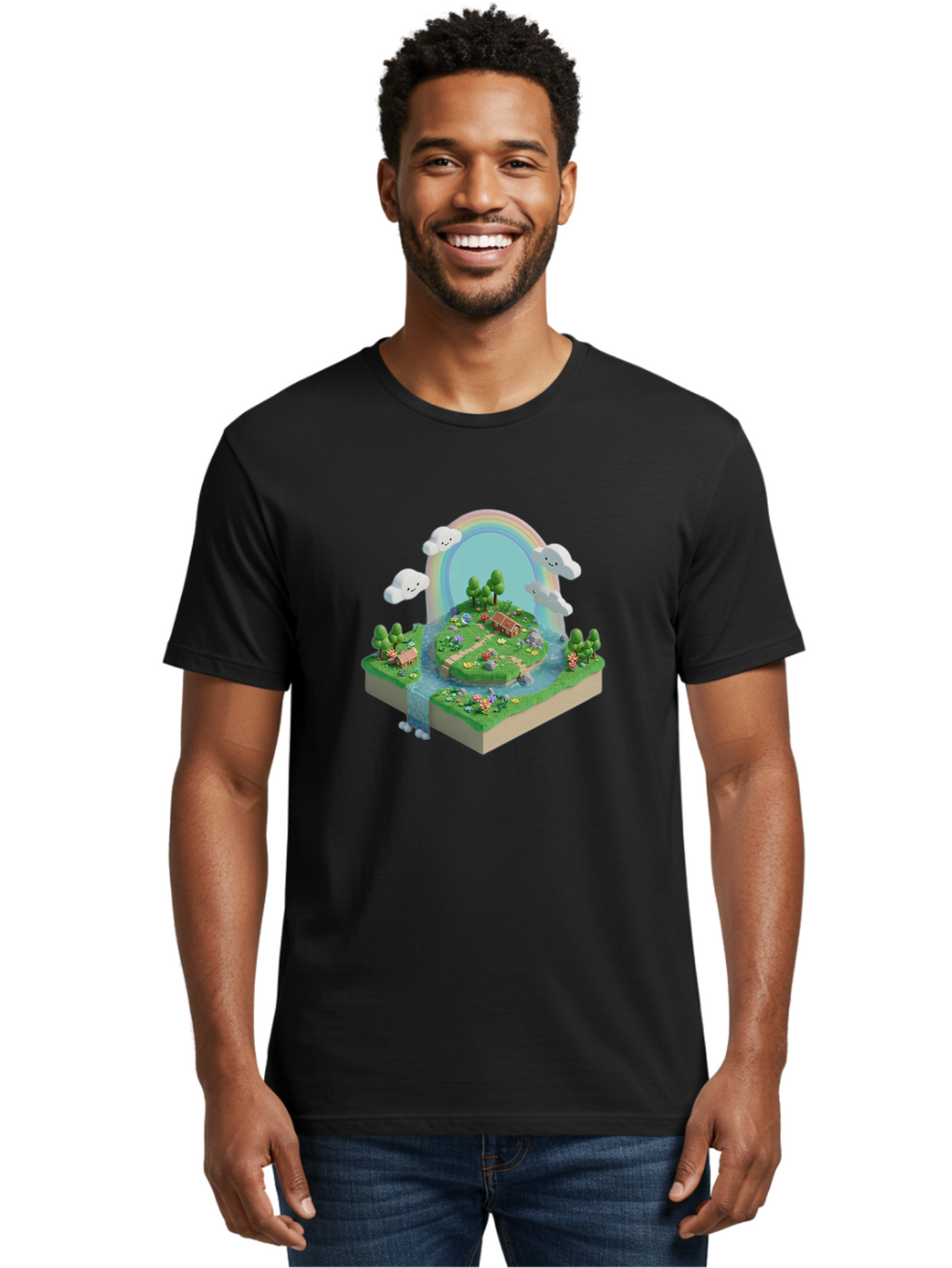 Rainbow-Landscape Men'S Graphic Tee, 100% Cotton, Comfortable Casual Summer Wear, Machine Washable, Vintage Camera, Old Camera, Antique Camera, Black Camera, Classic Photography, Photography Equipment, Nostalgic Device, Film Camera, Camera Art Baj235