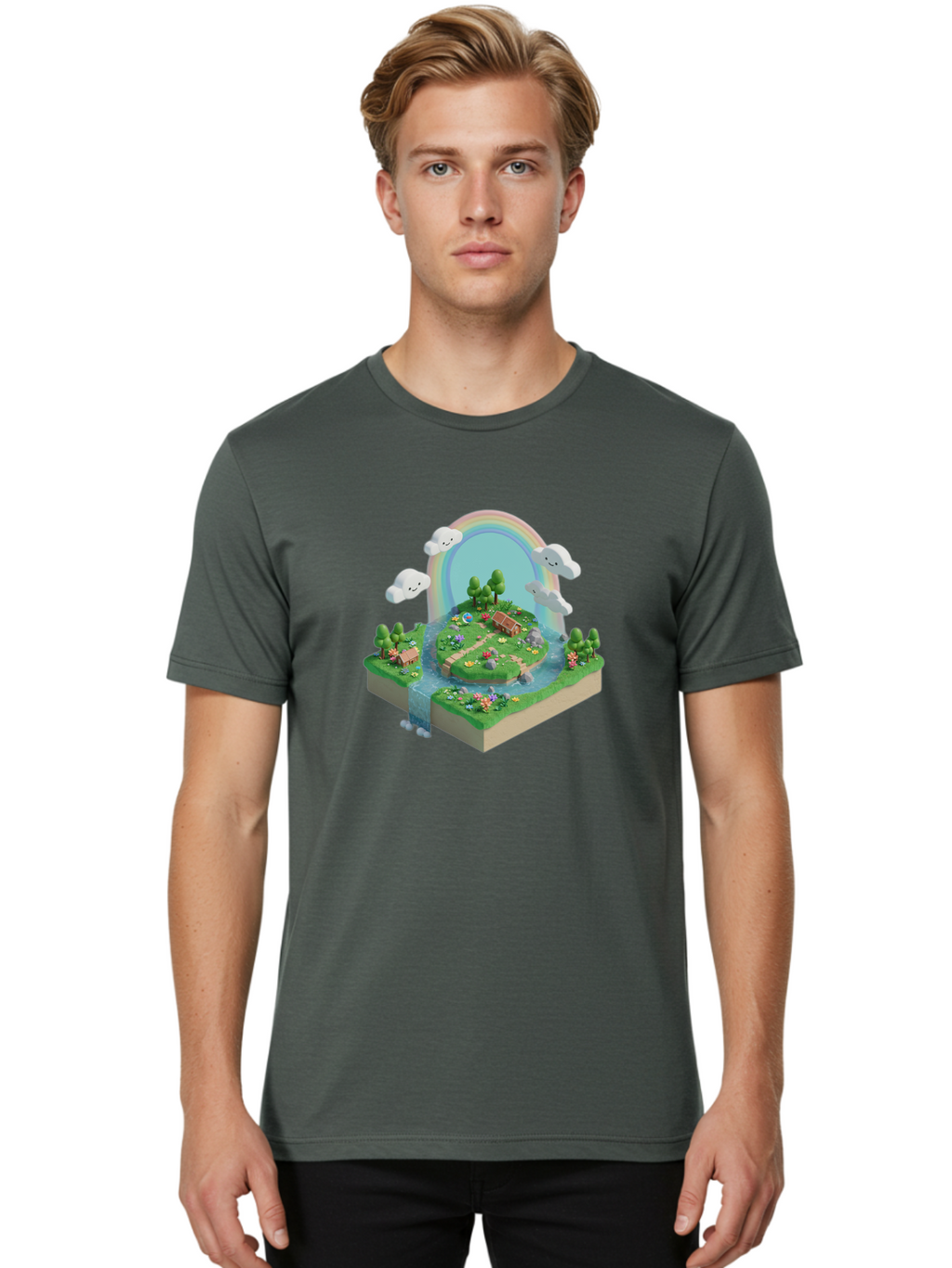 Rainbow-Landscape Men'S Graphic Tee, 100% Cotton, Comfortable Casual Summer Wear, Machine Washable, Vintage Camera, Old Camera, Antique Camera, Black Camera, Classic Photography, Photography Equipment, Nostalgic Device, Film Camera, Camera Art Baj235