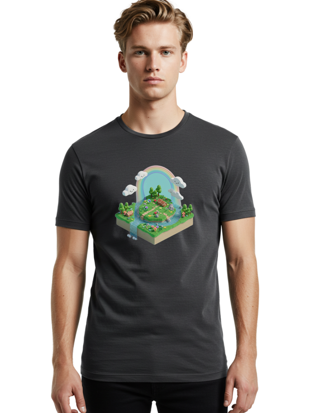 Rainbow-Landscape Men'S Graphic Tee, 100% Cotton, Comfortable Casual Summer Wear, Machine Washable, Vintage Camera, Old Camera, Antique Camera, Black Camera, Classic Photography, Photography Equipment, Nostalgic Device, Film Camera, Camera Art Baj235