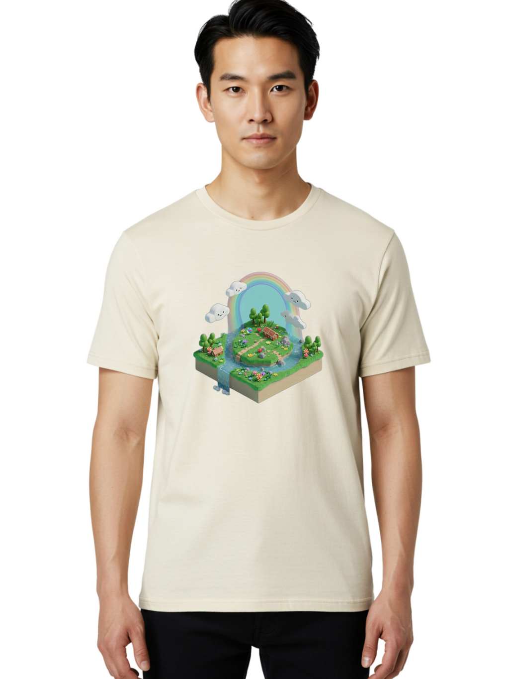 Rainbow-Landscape Men'S Graphic Tee, 100% Cotton, Comfortable Casual Summer Wear, Machine Washable, Vintage Camera, Old Camera, Antique Camera, Black Camera, Classic Photography, Photography Equipment, Nostalgic Device, Film Camera, Camera Art Baj235