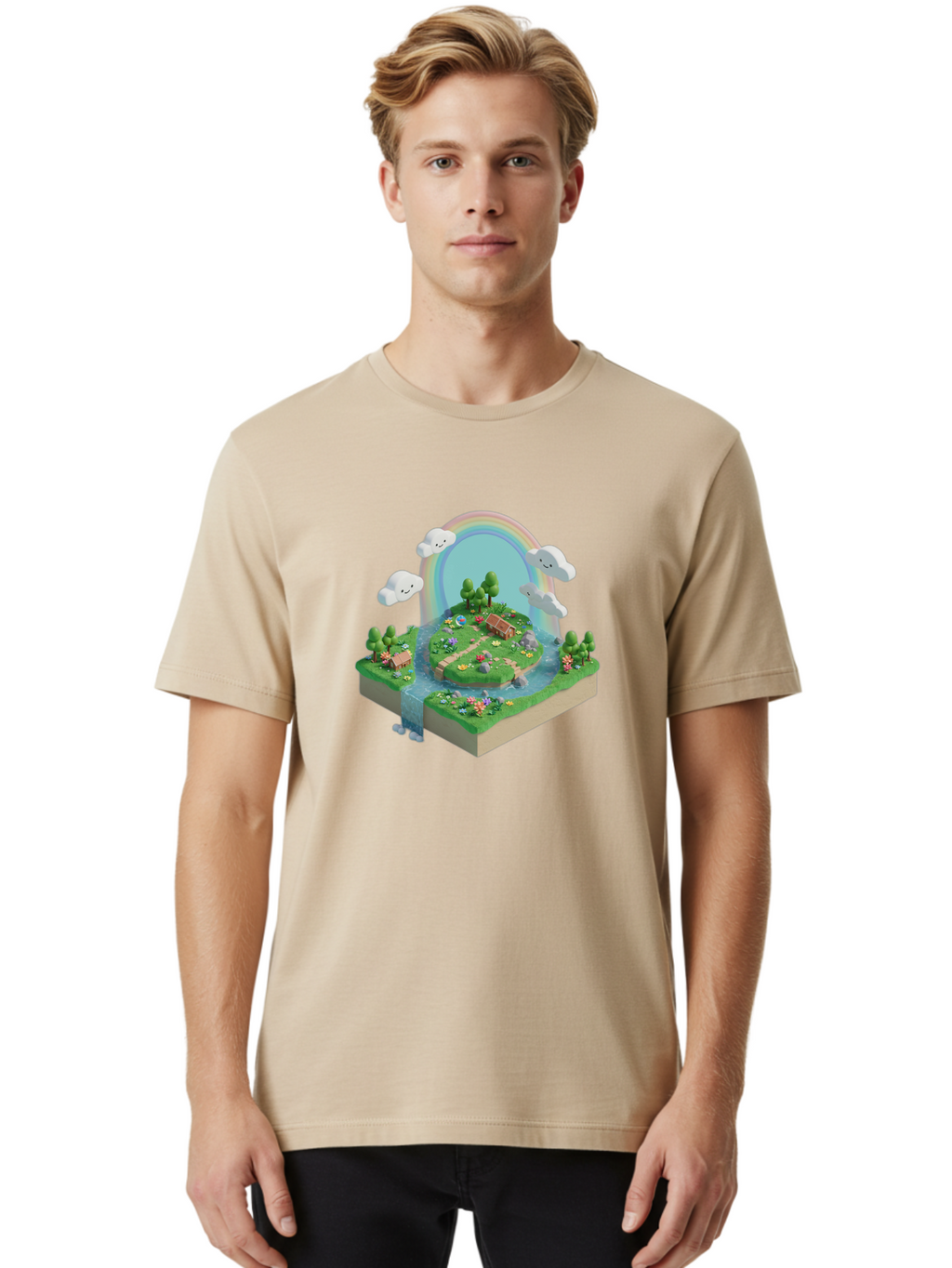 Rainbow-Landscape Men'S Graphic Tee, 100% Cotton, Comfortable Casual Summer Wear, Machine Washable, Vintage Camera, Old Camera, Antique Camera, Black Camera, Classic Photography, Photography Equipment, Nostalgic Device, Film Camera, Camera Art Baj235
