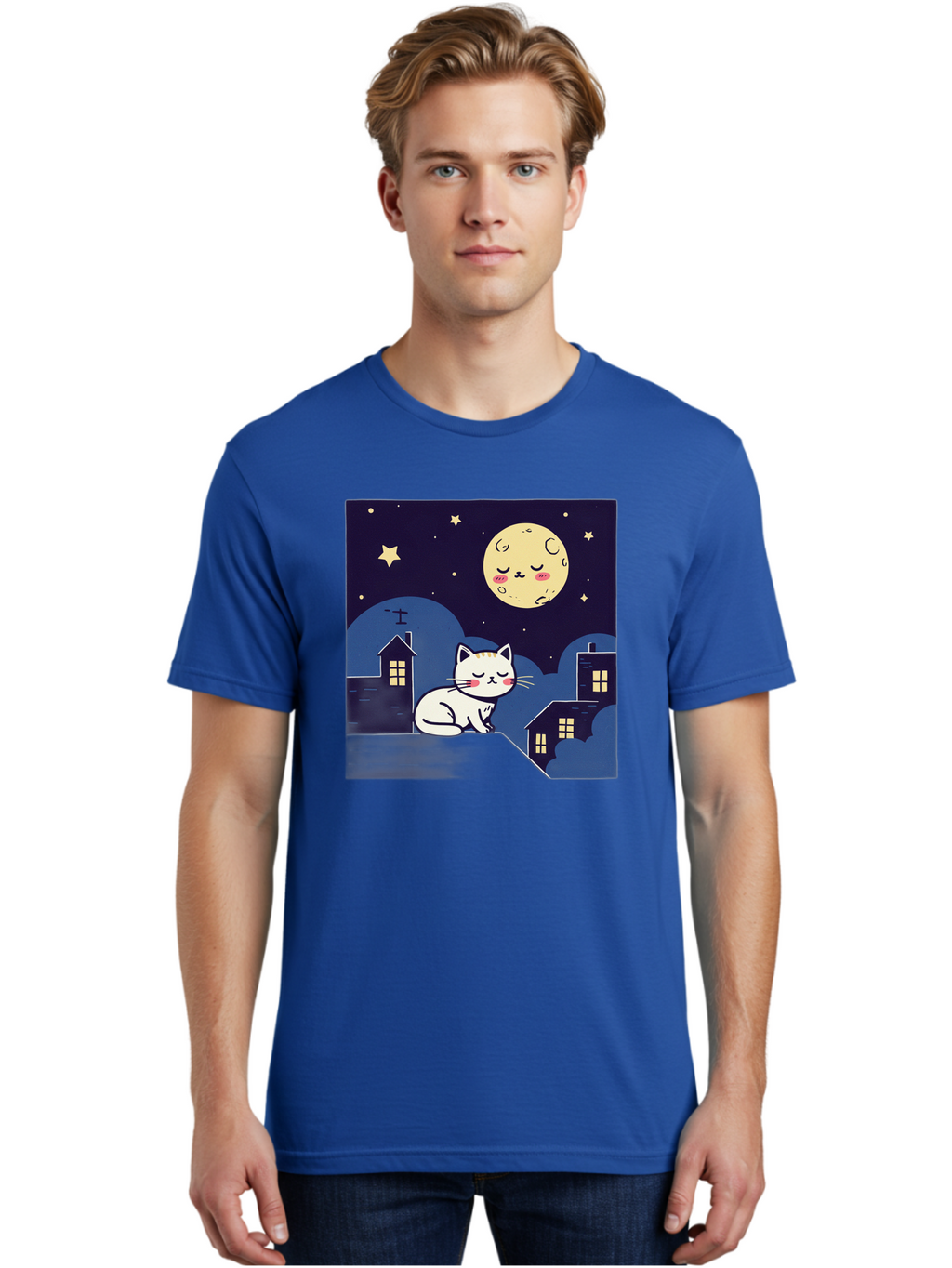 Sleeping-Cat-Under-Moonlight Men'S Graphic Tee, 100% Cotton, Comfortable Casual Summer Wear, Machine Washable, Vintage Camera, Old Camera, Antique Camera, Black Camera, Classic Photography, Photography Equipment, Nostalgic Device, Film Camera, Baj249