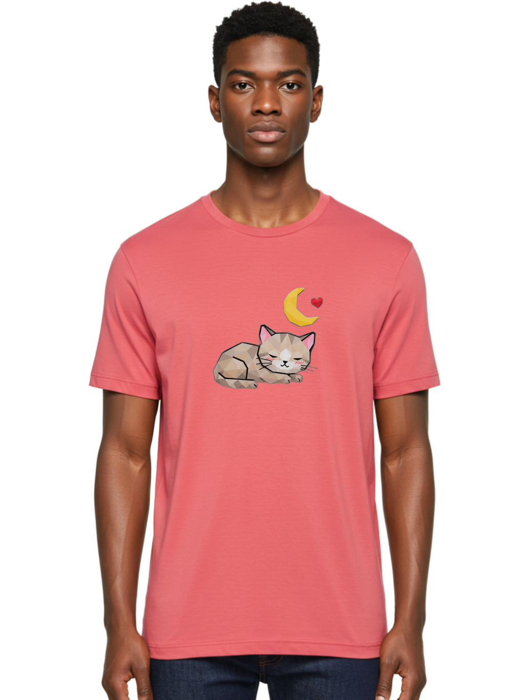 Sleeping-Cat-With-Moon-And-Heart Men'S Graphic Tee, 100% Cotton, Comfortable Casual Summer Wear, Machine Washable, Vintage Camera, Old Camera, Antique Camera, Black Camera, Classic Photography, Photography Equipment, Nostalgic Device, Baj250