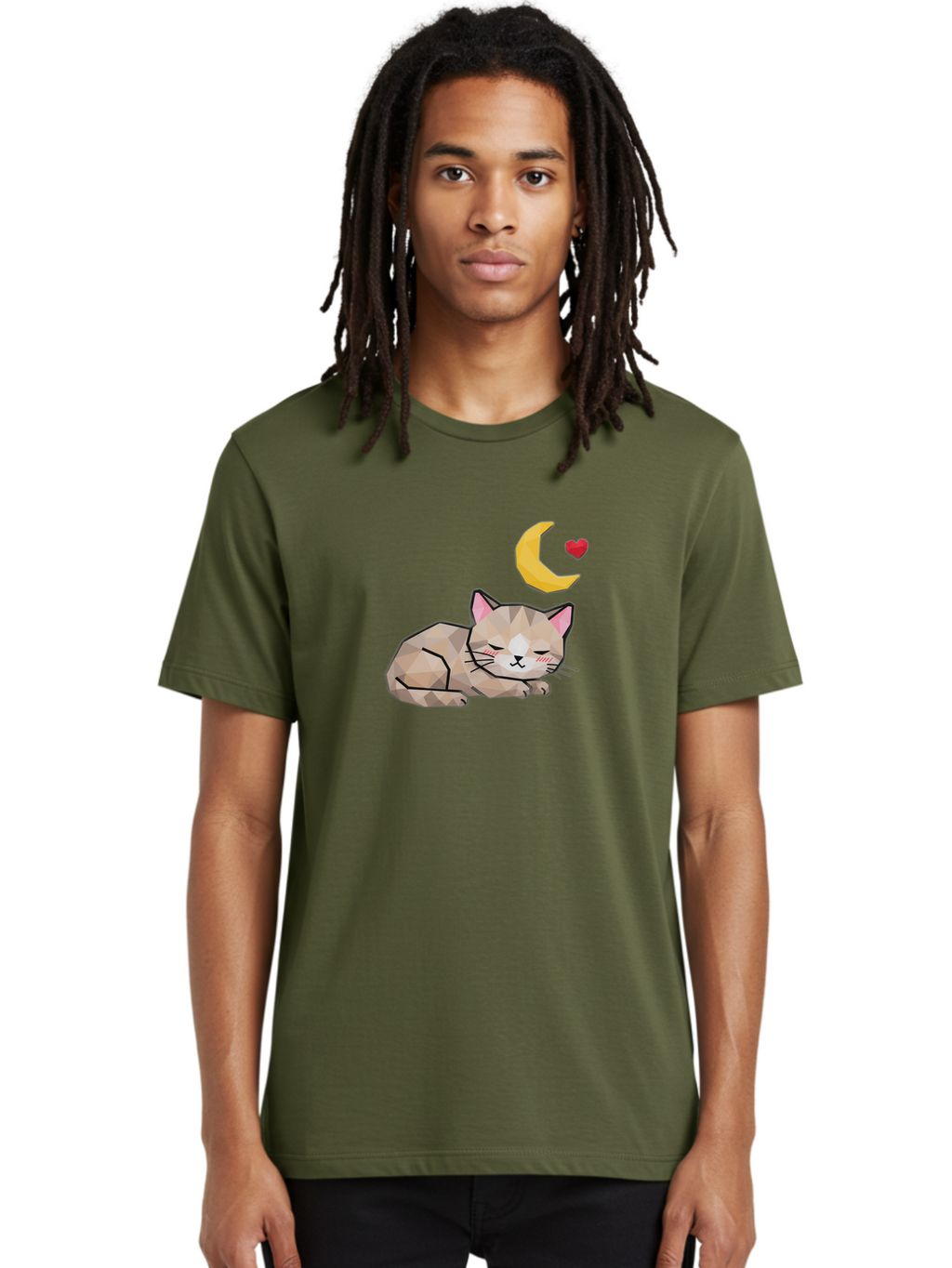 Sleeping-Cat-With-Moon-And-Heart Men'S Graphic Tee, 100% Cotton, Comfortable Casual Summer Wear, Machine Washable, Vintage Camera, Old Camera, Antique Camera, Black Camera, Classic Photography, Photography Equipment, Nostalgic Device, Baj250