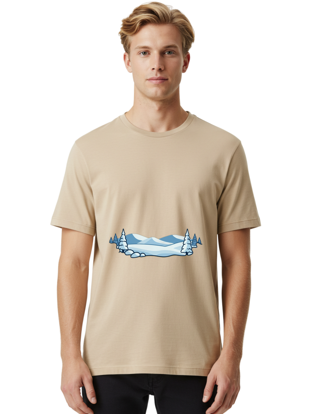 Snowy-Landscape Men'S Graphic Tee, 100% Cotton, Comfortable Casual Summer Wear, Machine Washable, Vintage Camera, Old Camera, Antique Camera, Black Camera, Classic Photography, Photography Equipment, Nostalgic Device, Film Camera, Camera Art Baj259