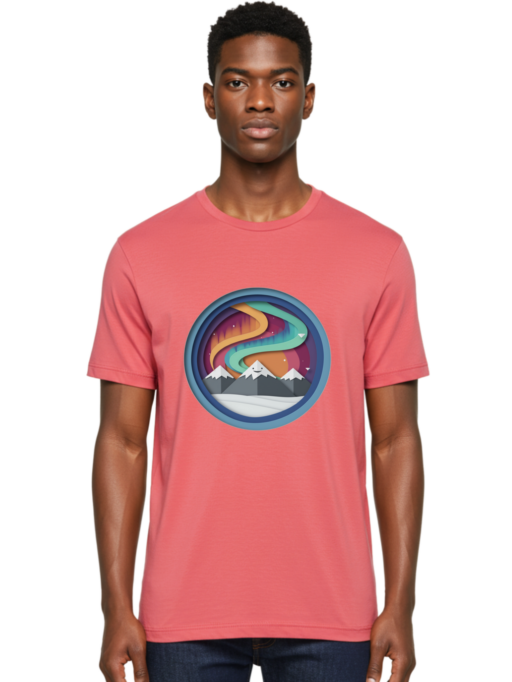 Stylized-Mountain-Landscape Men'S Graphic Tee, 100% Cotton, Comfortable Casual Summer Wear, Machine Washable, Vintage Camera, Old Camera, Antique Camera, Black Camera, Classic Photography, Photography Equipment, Nostalgic Device, Film Camera, Baj263