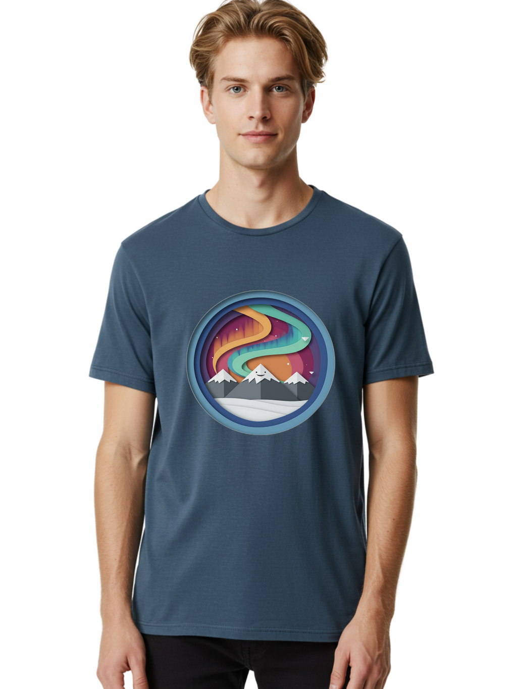 Stylized-Mountain-Landscape Men'S Graphic Tee, 100% Cotton, Comfortable Casual Summer Wear, Machine Washable, Vintage Camera, Old Camera, Antique Camera, Black Camera, Classic Photography, Photography Equipment, Nostalgic Device, Film Camera, Baj263