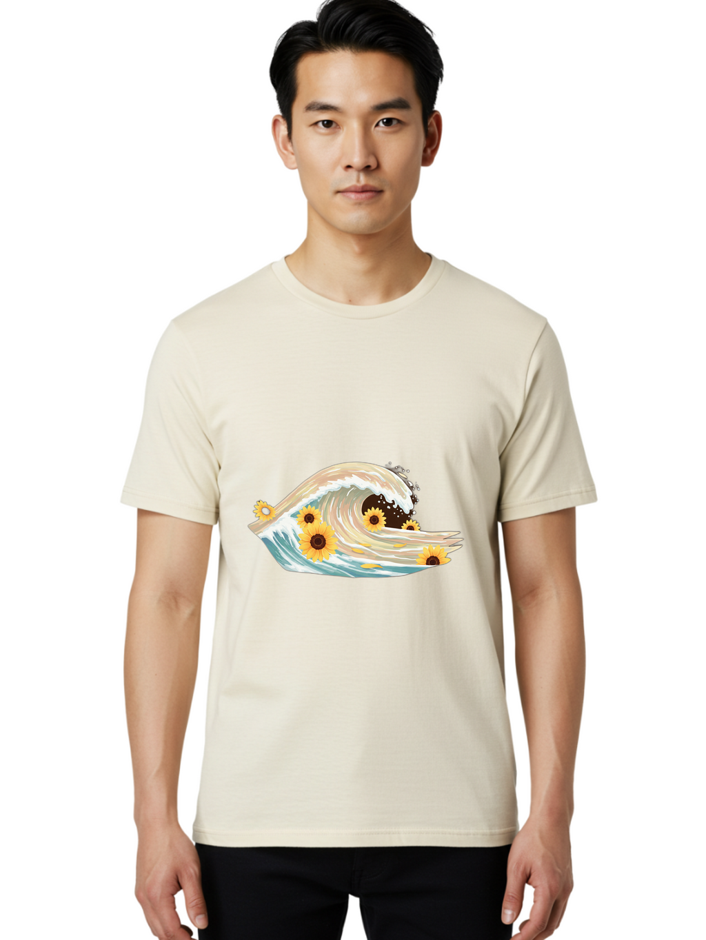 Sunflowers-In-Wave Men'S Graphic Tee, 100% Cotton, Comfortable Casual Summer Wear, Machine Washable, Vintage Camera, Old Camera, Antique Camera, Black Camera, Classic Photography, Photography Equipment, Nostalgic Device, Film Camera, Baj264