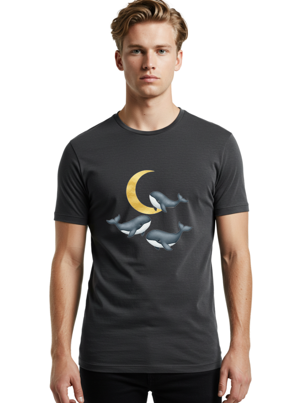 Three-Whales-And-Moon Men'S Graphic Tee, 100% Cotton, Comfortable Casual Summer Wear, Machine Washable, Vintage Camera, Old Camera, Antique Camera, Black Camera, Classic Photography, Photography Equipment, Nostalgic Device, Film Camera, Baj271