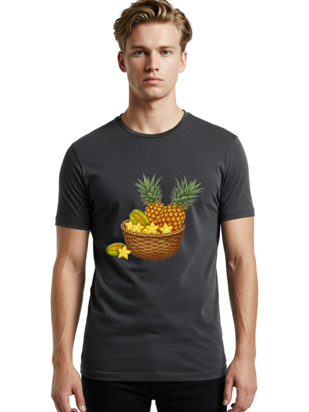 Tropical-Fruits-Basket Men'S Graphic Tee, 100% Cotton, Comfortable Casual Summer Wear, Machine Washable, Vintage Camera, Old Camera, Antique Camera, Black Camera, Classic Photography, Photography Equipment, Nostalgic Device, Film Camera, Baj279