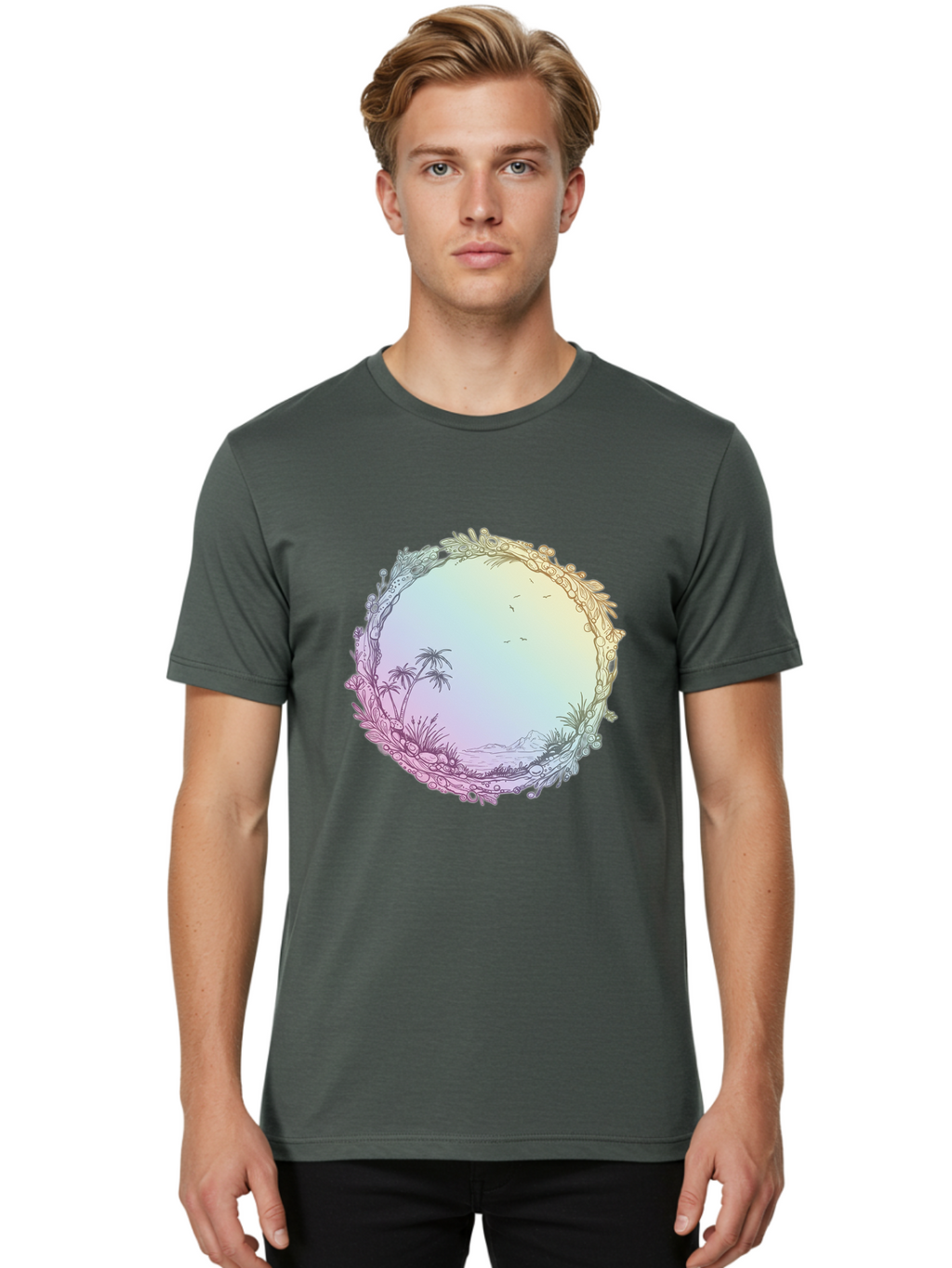 Tropical-Landscape Men'S Graphic Tee, 100% Cotton, Comfortable Casual Summer Wear, Machine Washable, Vintage Camera, Old Camera, Antique Camera, Black Camera, Classic Photography, Photography Equipment, Nostalgic Device, Film Camera, Baj280