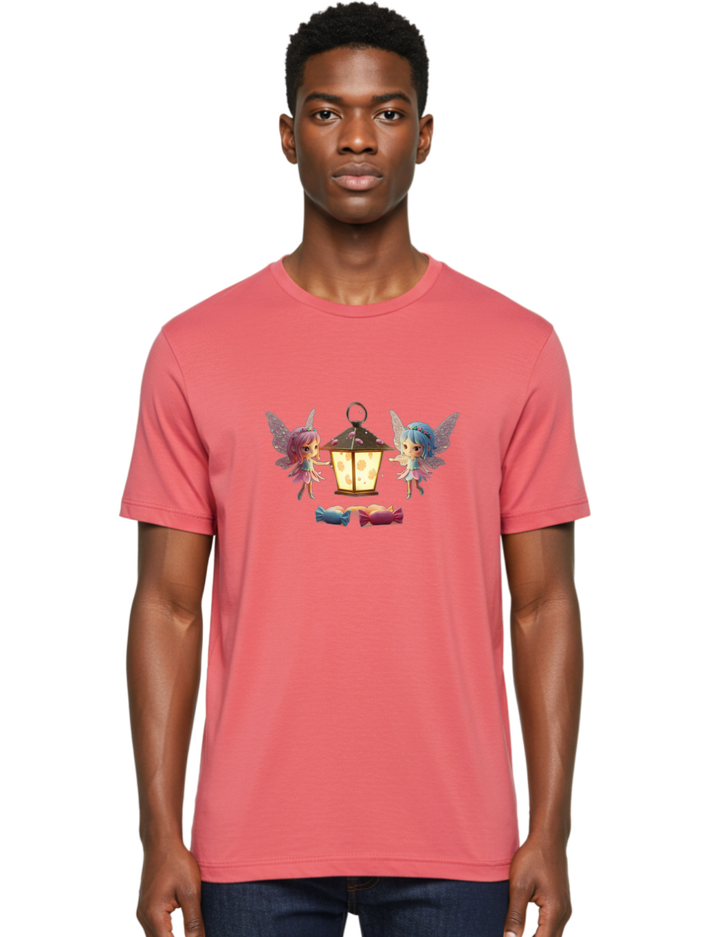 Two-Fairies-With-Lantern-1 Men'S Graphic Tee, 100% Cotton, Comfortable Casual Summer Wear, Machine Washable, Vintage Camera, Old Camera, Antique Camera, Black Camera, Classic Photography, Photography Equipment, Nostalgic Device, Film Camera, Baj283