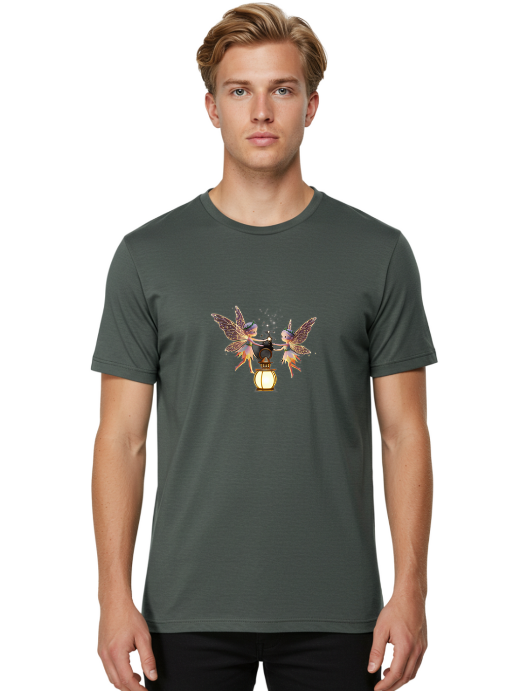 Two-Fairies-With-Lantern Men'S Graphic Tee, 100% Cotton, Comfortable Casual Summer Wear, Machine Washable, Vintage Camera, Old Camera, Antique Camera, Black Camera, Classic Photography, Photography Equipment, Nostalgic Device, Film Camera, Baj284