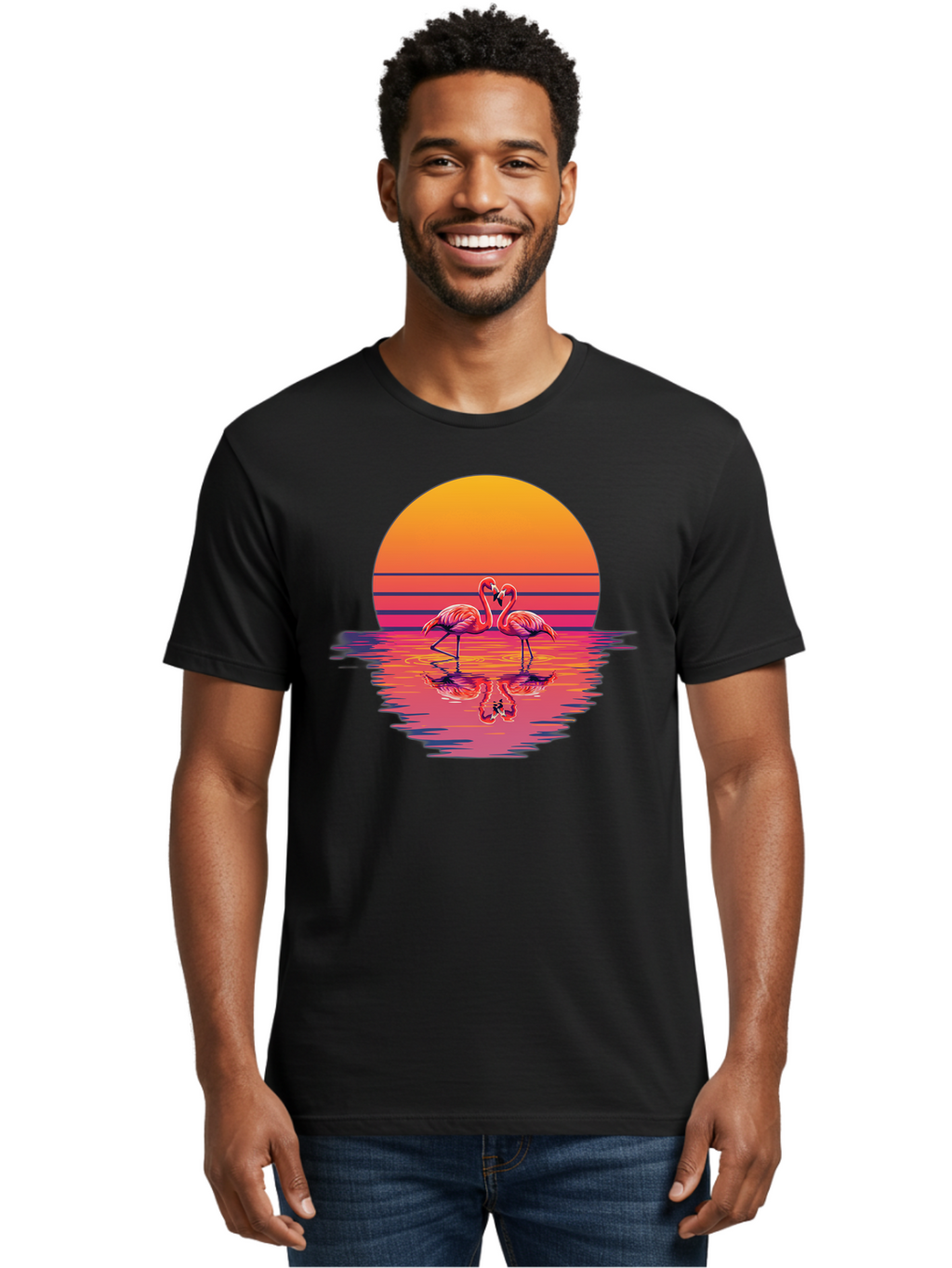 Two-Flamingos-2 Men'S Graphic Tee, 100% Cotton, Comfortable Casual Summer Wear, Machine Washable, Vintage Camera, Old Camera, Antique Camera, Black Camera, Classic Photography, Photography Equipment, Nostalgic Device, Film Camera, Camera Art Baj287