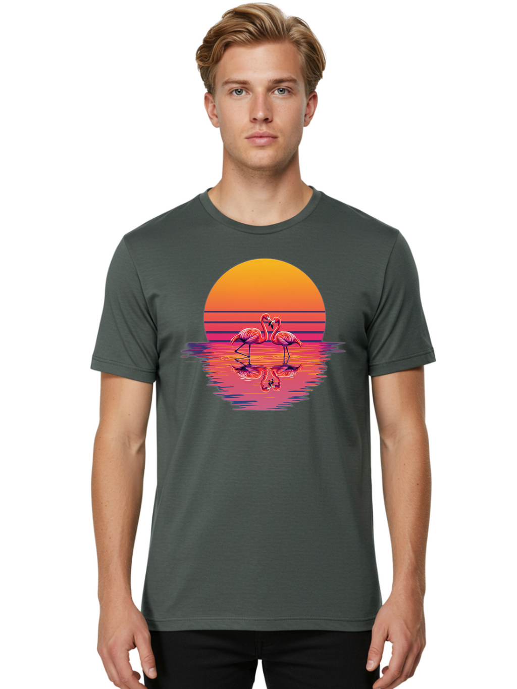 Two-Flamingos-2 Men'S Graphic Tee, 100% Cotton, Comfortable Casual Summer Wear, Machine Washable, Vintage Camera, Old Camera, Antique Camera, Black Camera, Classic Photography, Photography Equipment, Nostalgic Device, Film Camera, Camera Art Baj287
