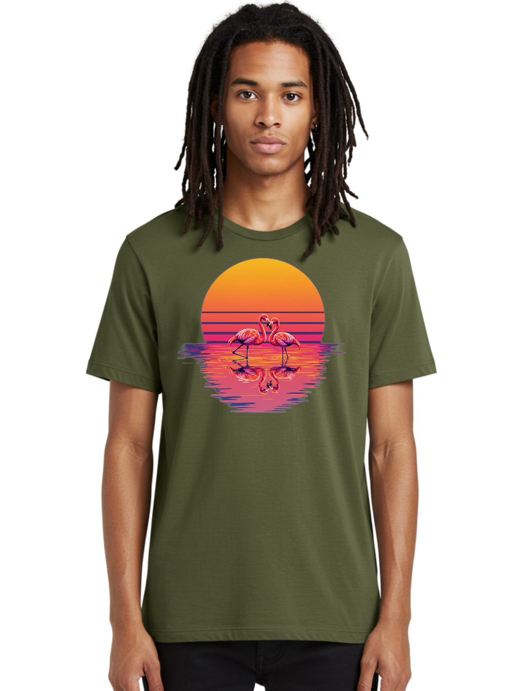 Two-Flamingos-2 Men'S Graphic Tee, 100% Cotton, Comfortable Casual Summer Wear, Machine Washable, Vintage Camera, Old Camera, Antique Camera, Black Camera, Classic Photography, Photography Equipment, Nostalgic Device, Film Camera, Camera Art Baj287