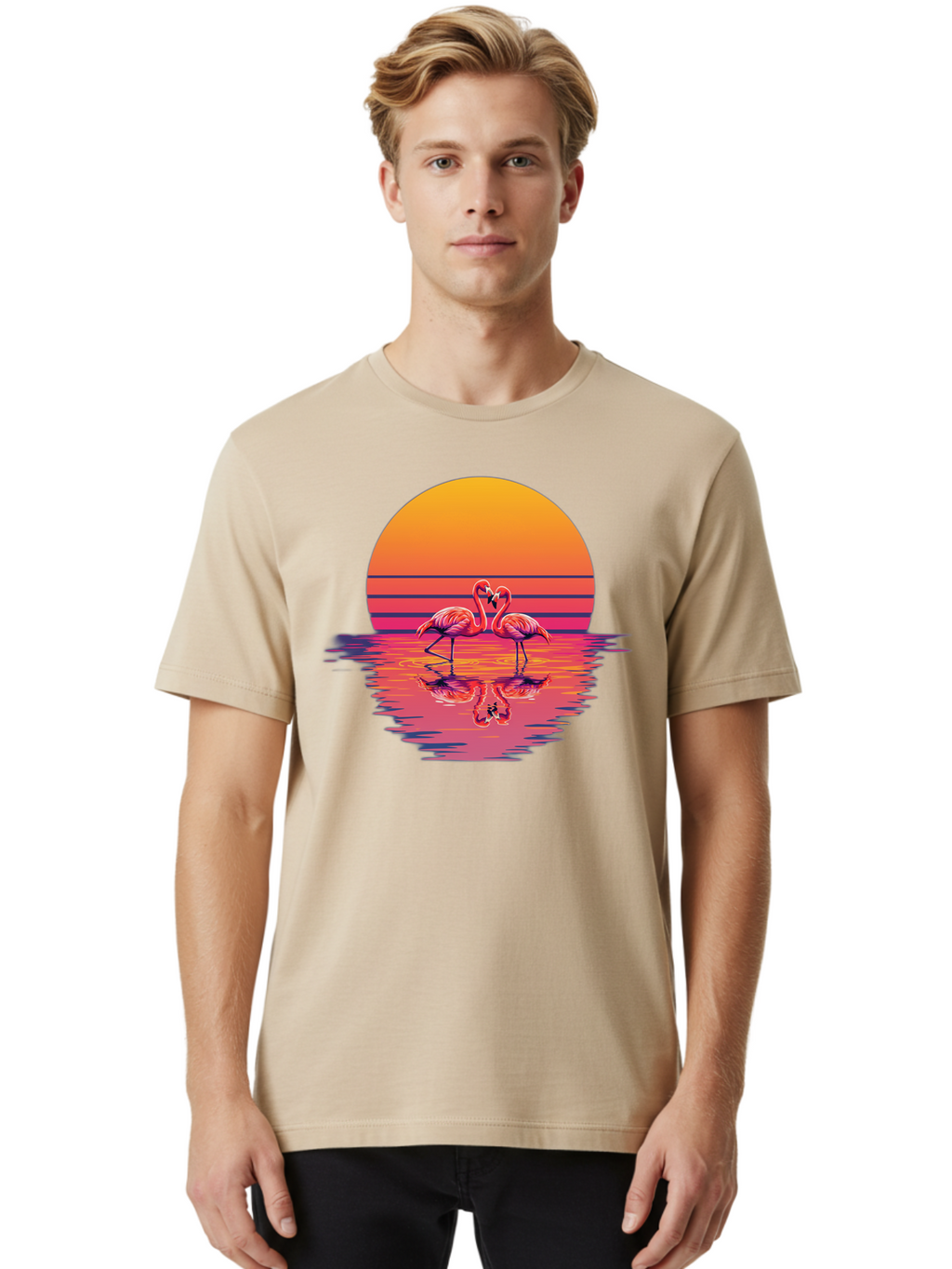 Two-Flamingos-2 Men'S Graphic Tee, 100% Cotton, Comfortable Casual Summer Wear, Machine Washable, Vintage Camera, Old Camera, Antique Camera, Black Camera, Classic Photography, Photography Equipment, Nostalgic Device, Film Camera, Camera Art Baj287