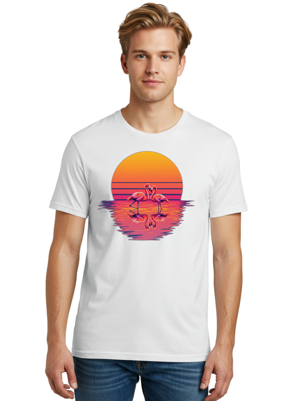 Two-Flamingos-2 Men'S Graphic Tee, 100% Cotton, Comfortable Casual Summer Wear, Machine Washable, Vintage Camera, Old Camera, Antique Camera, Black Camera, Classic Photography, Photography Equipment, Nostalgic Device, Film Camera, Camera Art Baj287