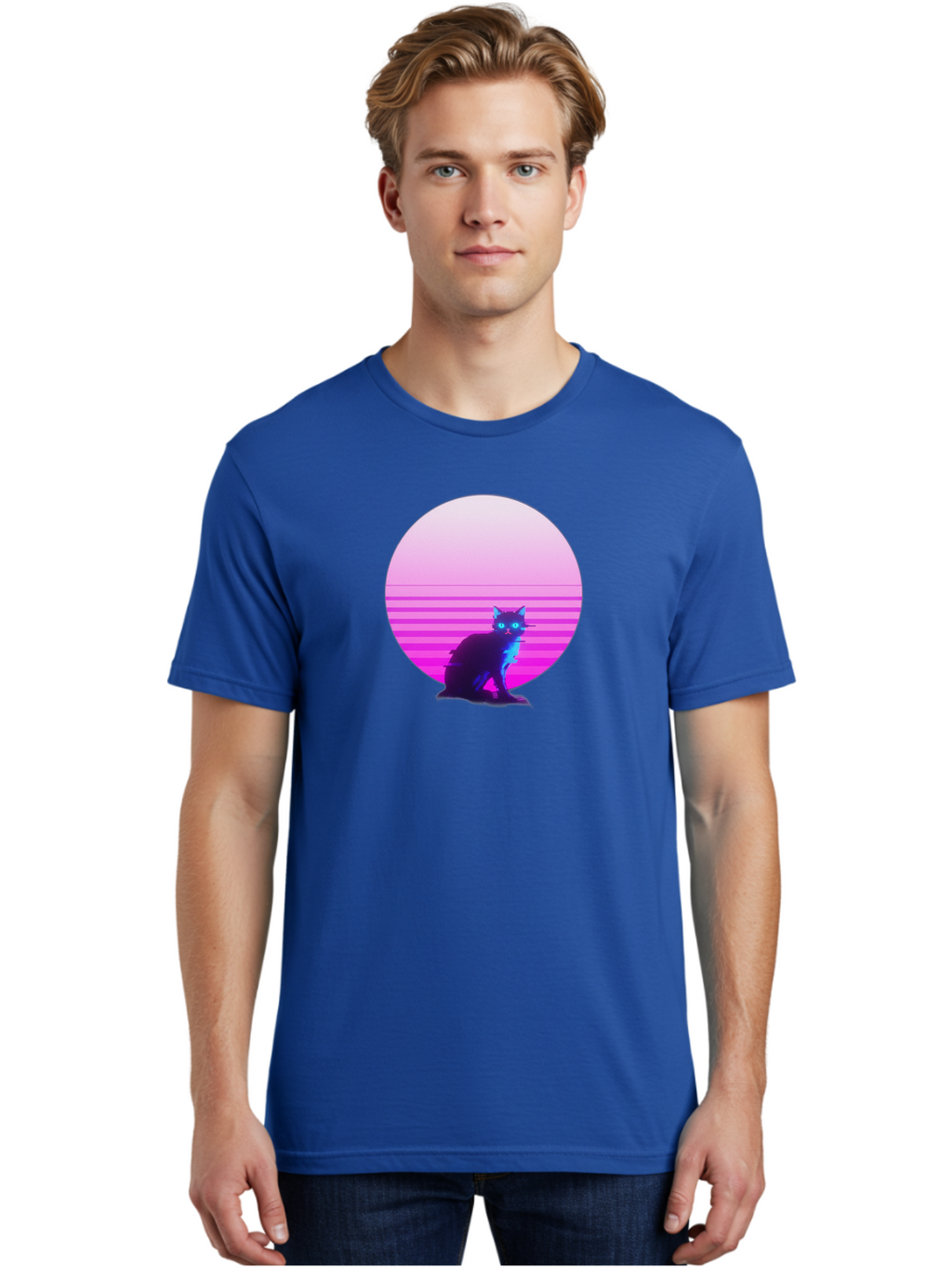 Vaporwave-Cat Men'S Graphic Tee, 100% Cotton, Comfortable Casual Summer Wear, Machine Washable, Vintage Camera, Old Camera, Antique Camera, Black Camera, Classic Photography, Photography Equipment, Nostalgic Device, Film Camera, Camera Art Baj290