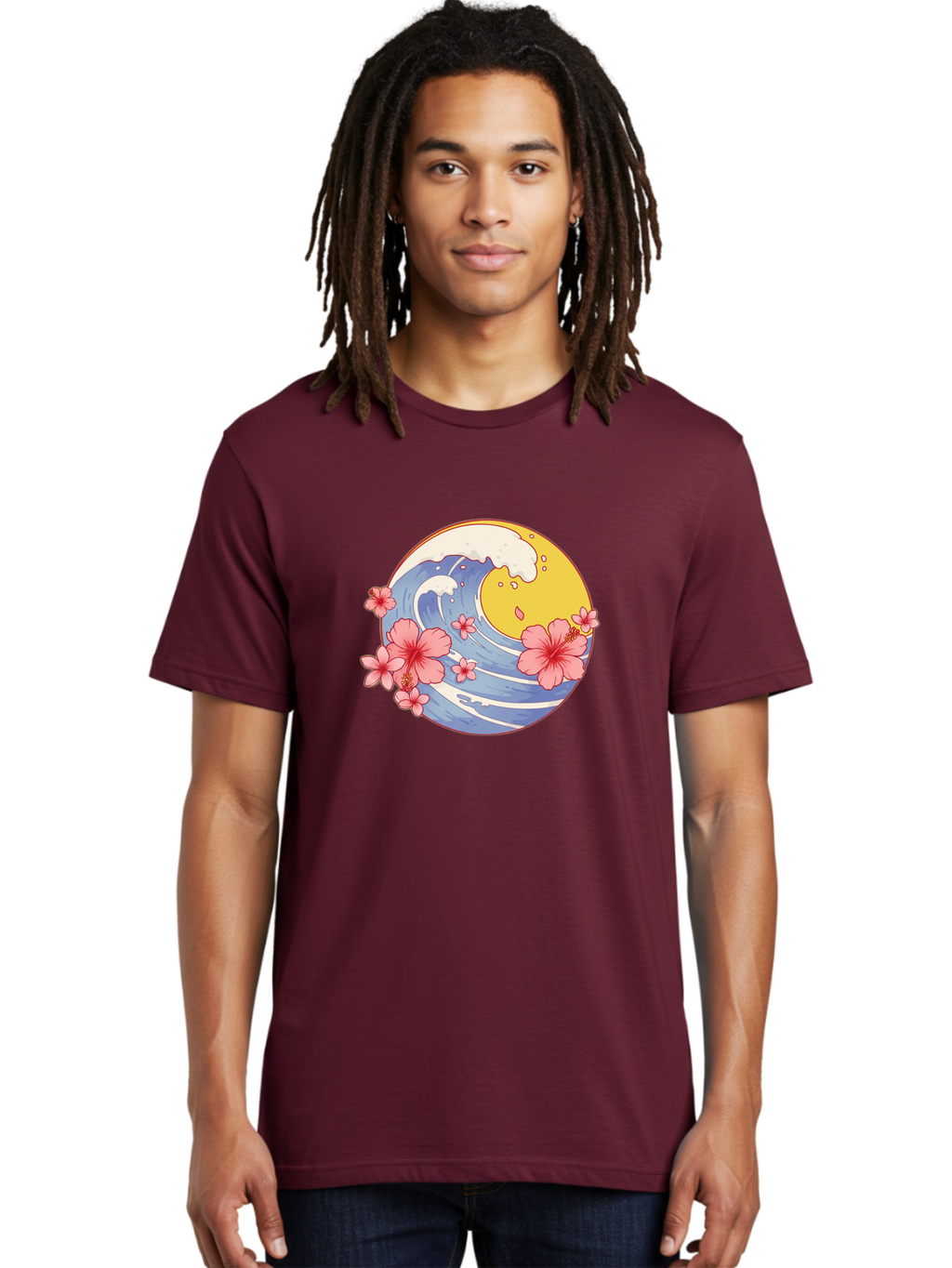 Wave-And-Cherry-Blossoms Men'S Graphic Tee, 100% Cotton, Comfortable Casual Summer Wear, Machine Washable, Vintage Camera, Old Camera, Antique Camera, Black Camera, Classic Photography, Photography Equipment, Nostalgic Device, Film Camera, Baj294