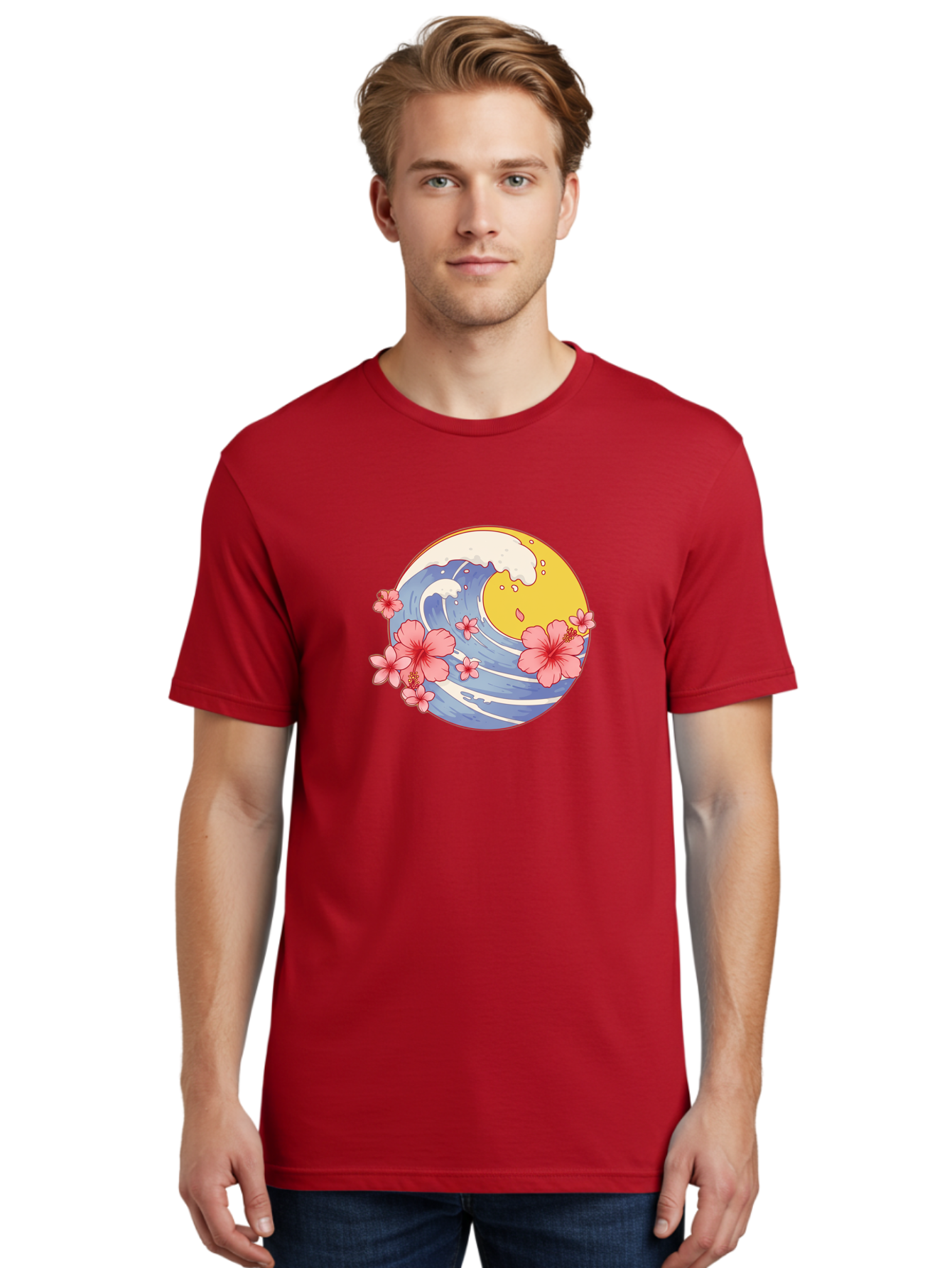 Wave-And-Cherry-Blossoms Men'S Graphic Tee, 100% Cotton, Comfortable Casual Summer Wear, Machine Washable, Vintage Camera, Old Camera, Antique Camera, Black Camera, Classic Photography, Photography Equipment, Nostalgic Device, Film Camera, Baj294