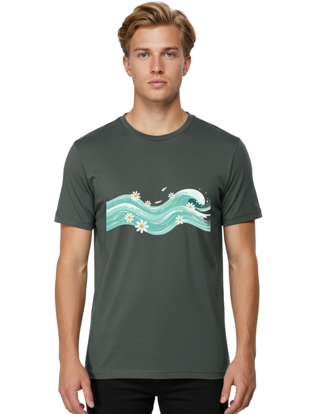 Waves-With-Daisies Men'S Graphic Tee, 100% Cotton, Comfortable Casual Summer Wear, Machine Washable, Vintage Camera, Old Camera, Antique Camera, Black Camera, Classic Photography, Photography Equipment, Nostalgic Device, Film Camera, Baj298