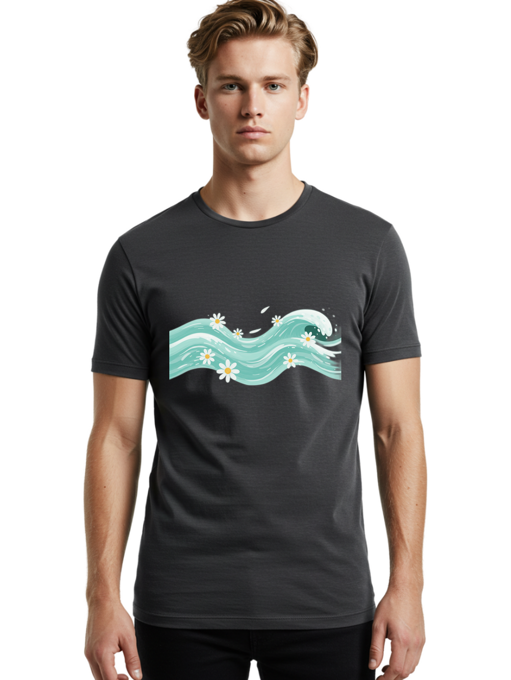 Waves-With-Daisies Men'S Graphic Tee, 100% Cotton, Comfortable Casual Summer Wear, Machine Washable, Vintage Camera, Old Camera, Antique Camera, Black Camera, Classic Photography, Photography Equipment, Nostalgic Device, Film Camera, Baj298