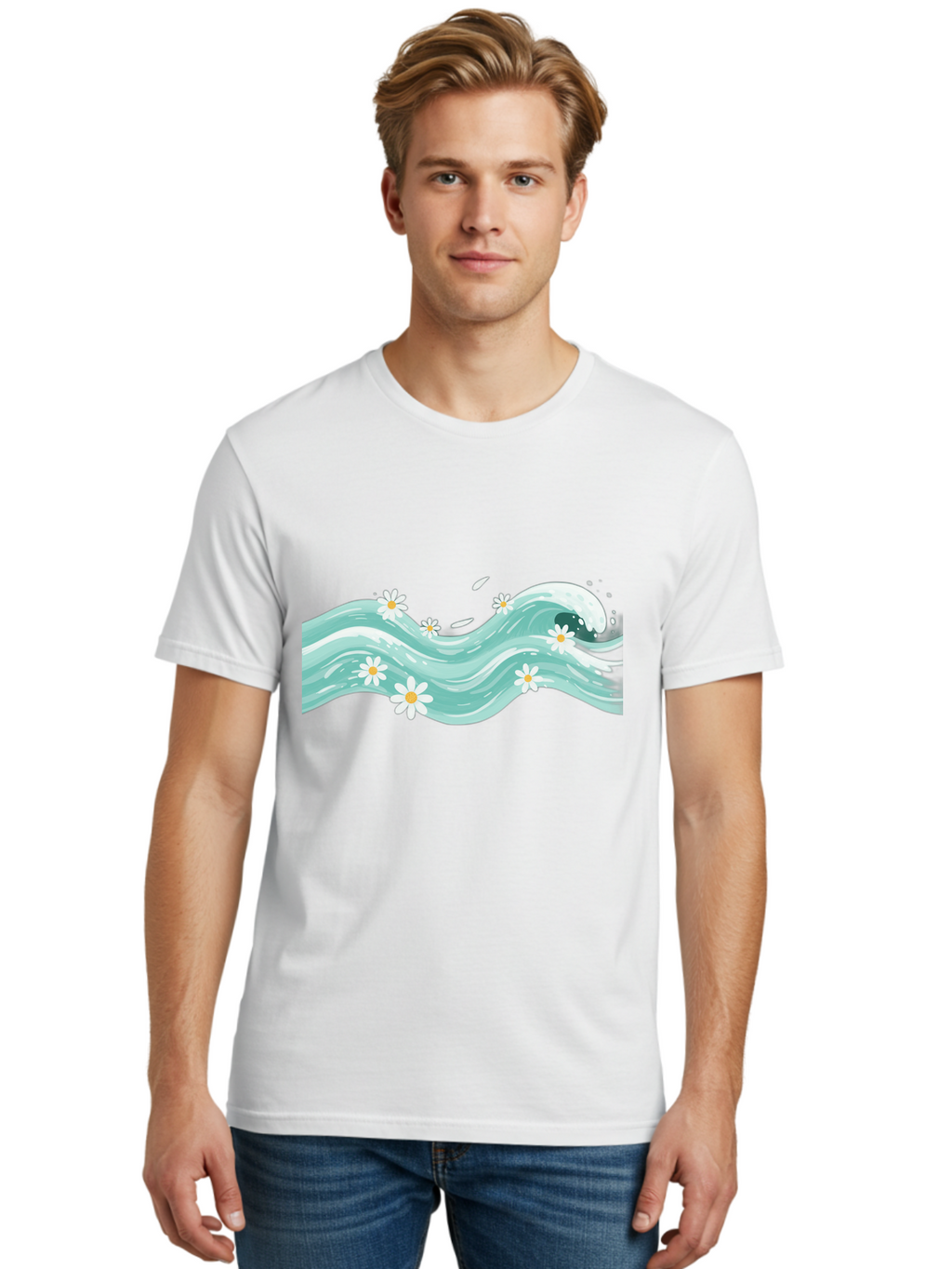 Waves-With-Daisies Men'S Graphic Tee, 100% Cotton, Comfortable Casual Summer Wear, Machine Washable, Vintage Camera, Old Camera, Antique Camera, Black Camera, Classic Photography, Photography Equipment, Nostalgic Device, Film Camera, Baj298