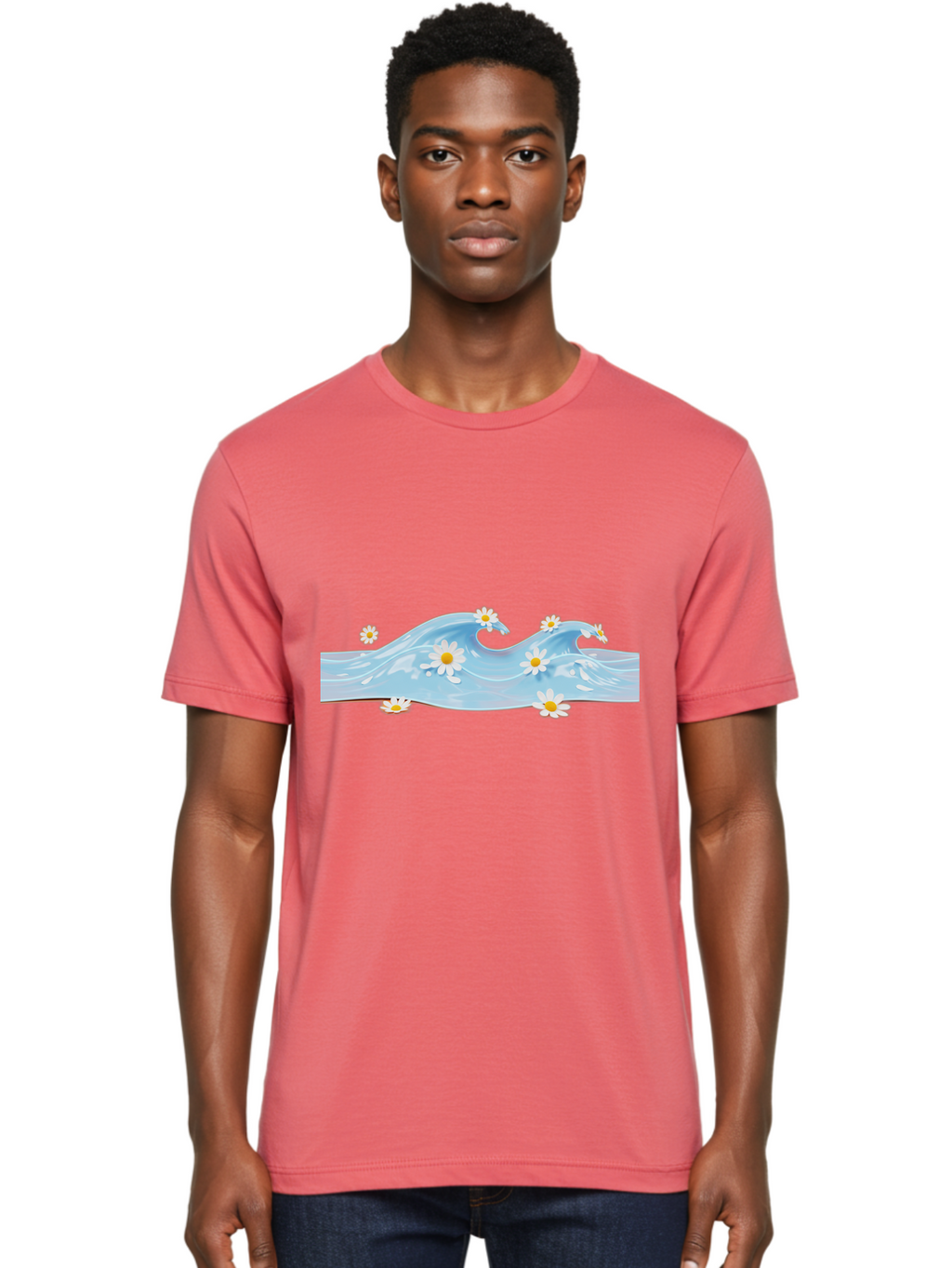 Wavy-Water-With-Daisies Men'S Graphic Tee, 100% Cotton, Comfortable Casual Summer Wear, Machine Washable, Vintage Camera, Old Camera, Antique Camera, Black Camera, Classic Photography, Photography Equipment, Nostalgic Device, Film Camera, Baj299
