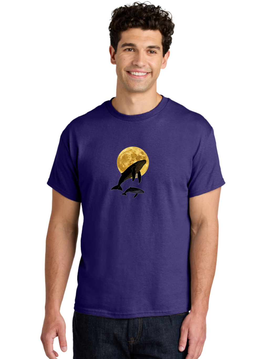 Whales-And-Moon-2 Men'S Graphic Tee, 100% Cotton, Comfortable Casual Summer Wear, Machine Washable, Vintage Camera, Old Camera, Antique Camera, Black Camera, Classic Photography, Photography Equipment, Nostalgic Device, Film Camera, Camera Art Baj304