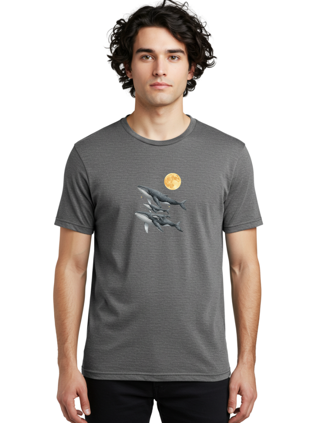 Whales-Under-Full-Moon Men'S Graphic Tee, 100% Cotton, Comfortable Casual Summer Wear, Machine Washable, Vintage Camera, Old Camera, Antique Camera, Black Camera, Classic Photography, Photography Equipment, Nostalgic Device, Film Camera, Baj306