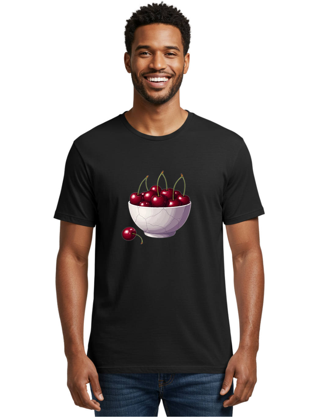 White-Bowl-Of-Cherries Men'S Graphic Tee, 100% Cotton, Comfortable Casual Summer Wear, Machine Washable, Vintage Camera, Old Camera, Antique Camera, Black Camera, Classic Photography, Photography Equipment, Nostalgic Device, Film Camera, Baj308