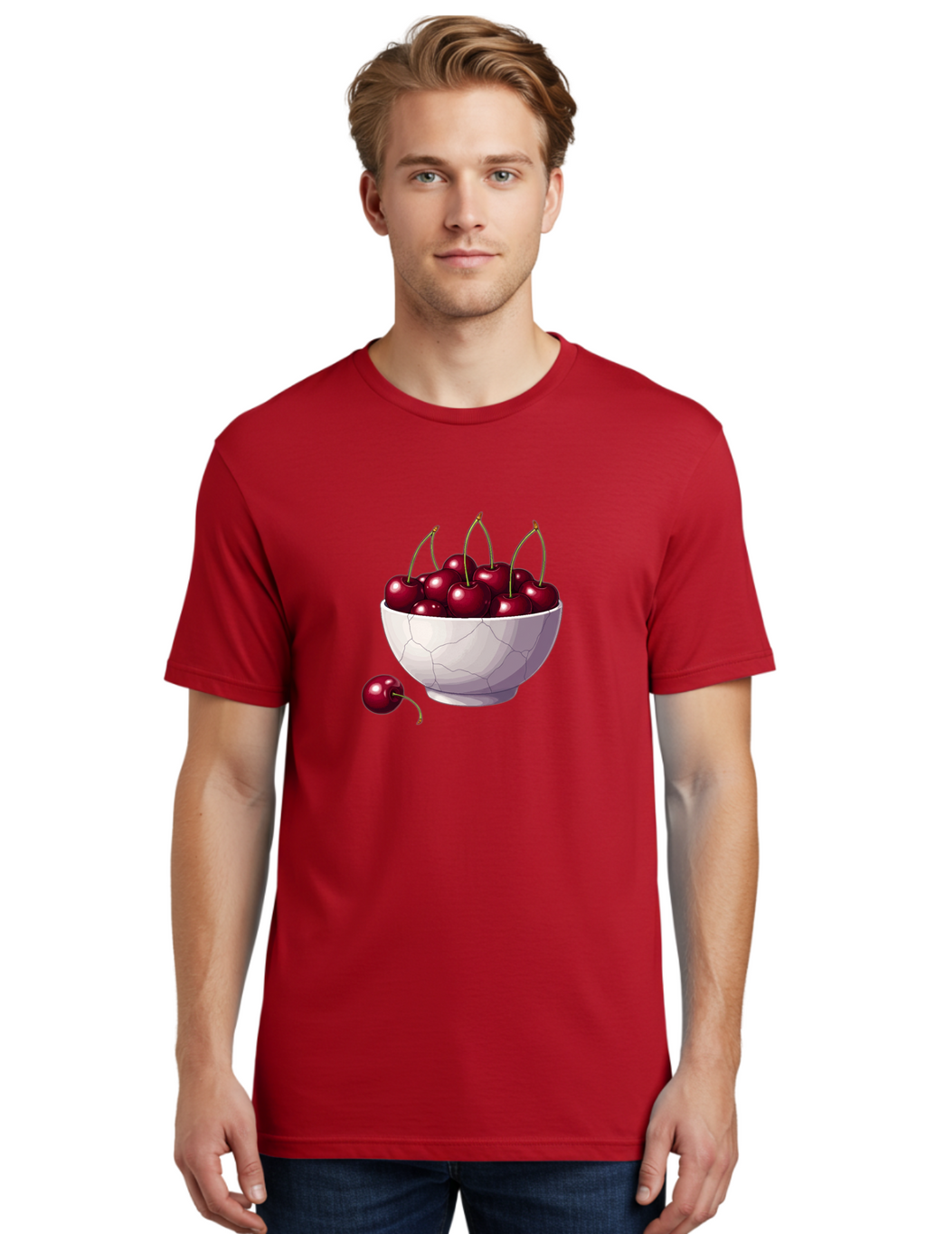 White-Bowl-Of-Cherries Men'S Graphic Tee, 100% Cotton, Comfortable Casual Summer Wear, Machine Washable, Vintage Camera, Old Camera, Antique Camera, Black Camera, Classic Photography, Photography Equipment, Nostalgic Device, Film Camera, Baj308