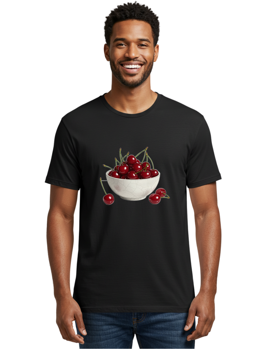 White-Bowl-With-Cherries Men'S Graphic Tee, 100% Cotton, Comfortable Casual Summer Wear, Machine Washable, Vintage Camera, Old Camera, Antique Camera, Black Camera, Classic Photography, Photography Equipment, Nostalgic Device, Film Camera, Baj309
