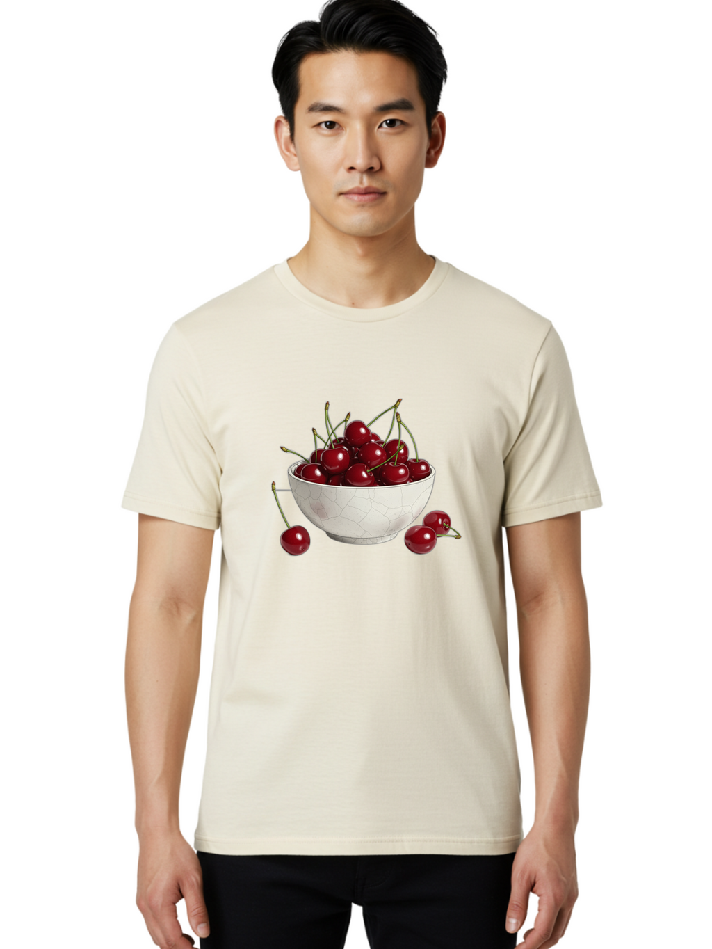 White-Bowl-With-Cherries Men'S Graphic Tee, 100% Cotton, Comfortable Casual Summer Wear, Machine Washable, Vintage Camera, Old Camera, Antique Camera, Black Camera, Classic Photography, Photography Equipment, Nostalgic Device, Film Camera, Baj309