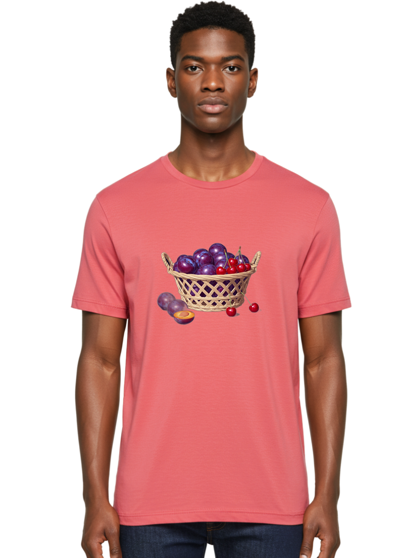 Wicker-Basket-Of-Plums-And-Cherries Men'S Graphic Tee, 100% Cotton, Comfortable Casual Summer Wear, Machine Washable, Vintage Camera, Old Camera, Antique Camera, Black Camera, Classic Photography, Photography Equipment, Nostalgic Device, Baj311