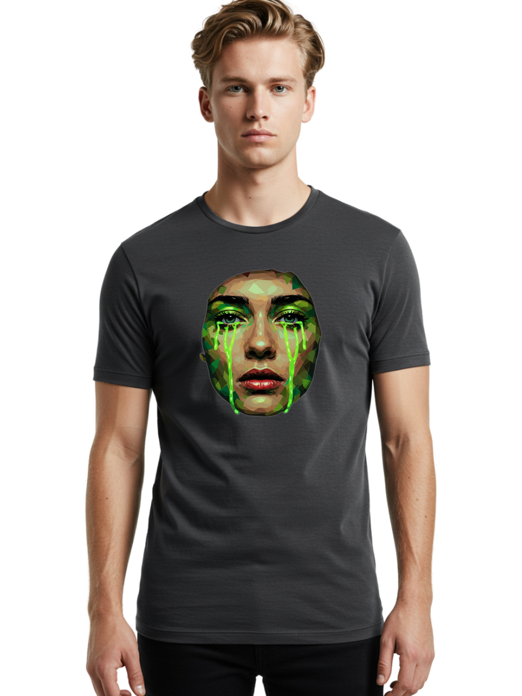 Woman-Crying-Green-Tears Men'S Graphic Tee, 100% Cotton, Comfortable Casual Summer Wear, Machine Washable, Vintage Camera, Old Camera, Antique Camera, Black Camera, Classic Photography, Photography Equipment, Nostalgic Device, Film Camera, Baj315