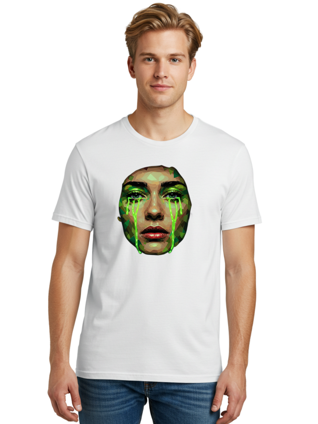 Woman-Crying-Green-Tears Men'S Graphic Tee, 100% Cotton, Comfortable Casual Summer Wear, Machine Washable, Vintage Camera, Old Camera, Antique Camera, Black Camera, Classic Photography, Photography Equipment, Nostalgic Device, Film Camera, Baj315