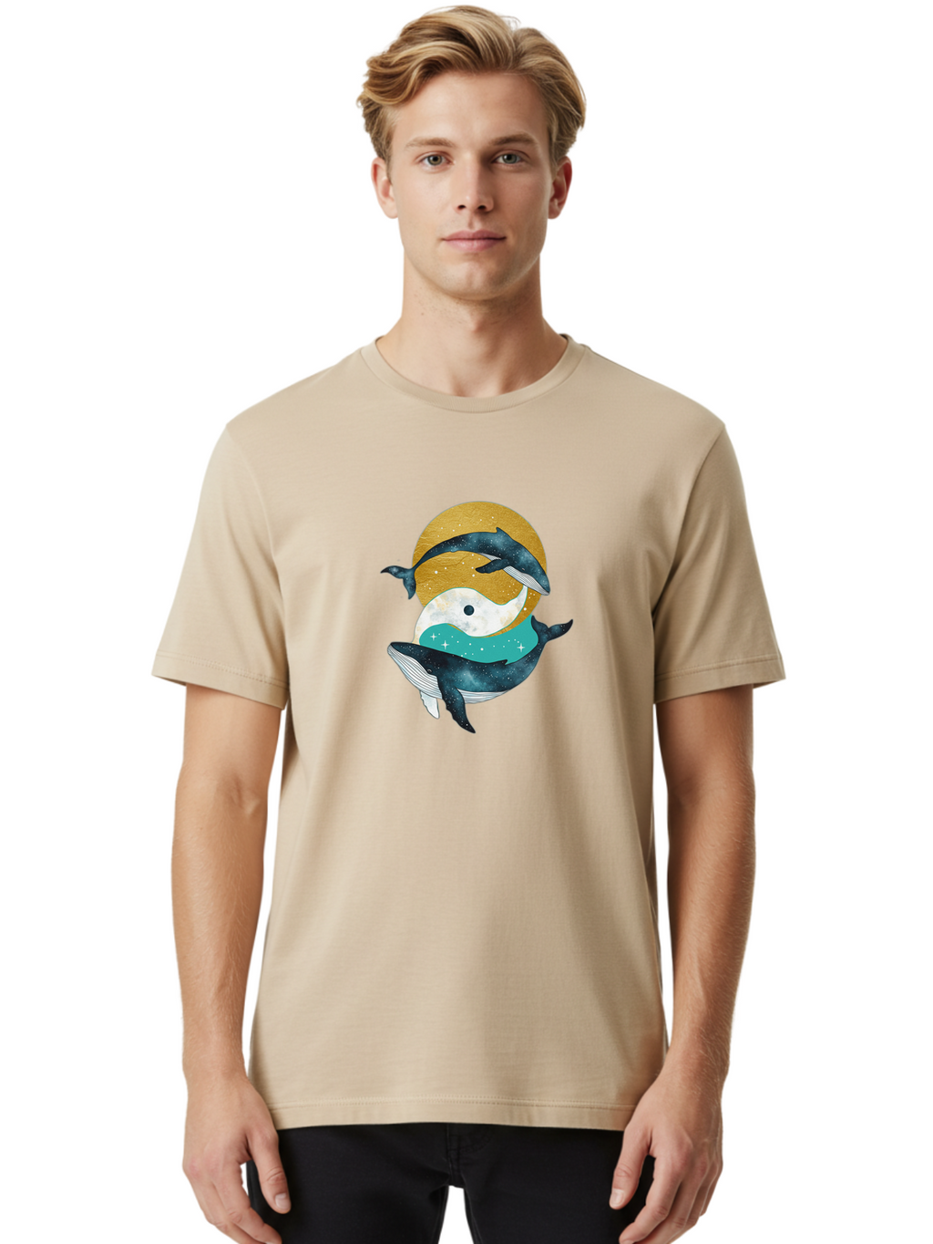 Yin-Yang-Dolphins Men'S Graphic Tee, 100% Cotton, Comfortable Casual Summer Wear, Machine Washable, Vintage Camera, Old Camera, Antique Camera, Black Camera, Classic Photography, Photography Equipment, Nostalgic Device, Film Camera, Camera Art Baj317