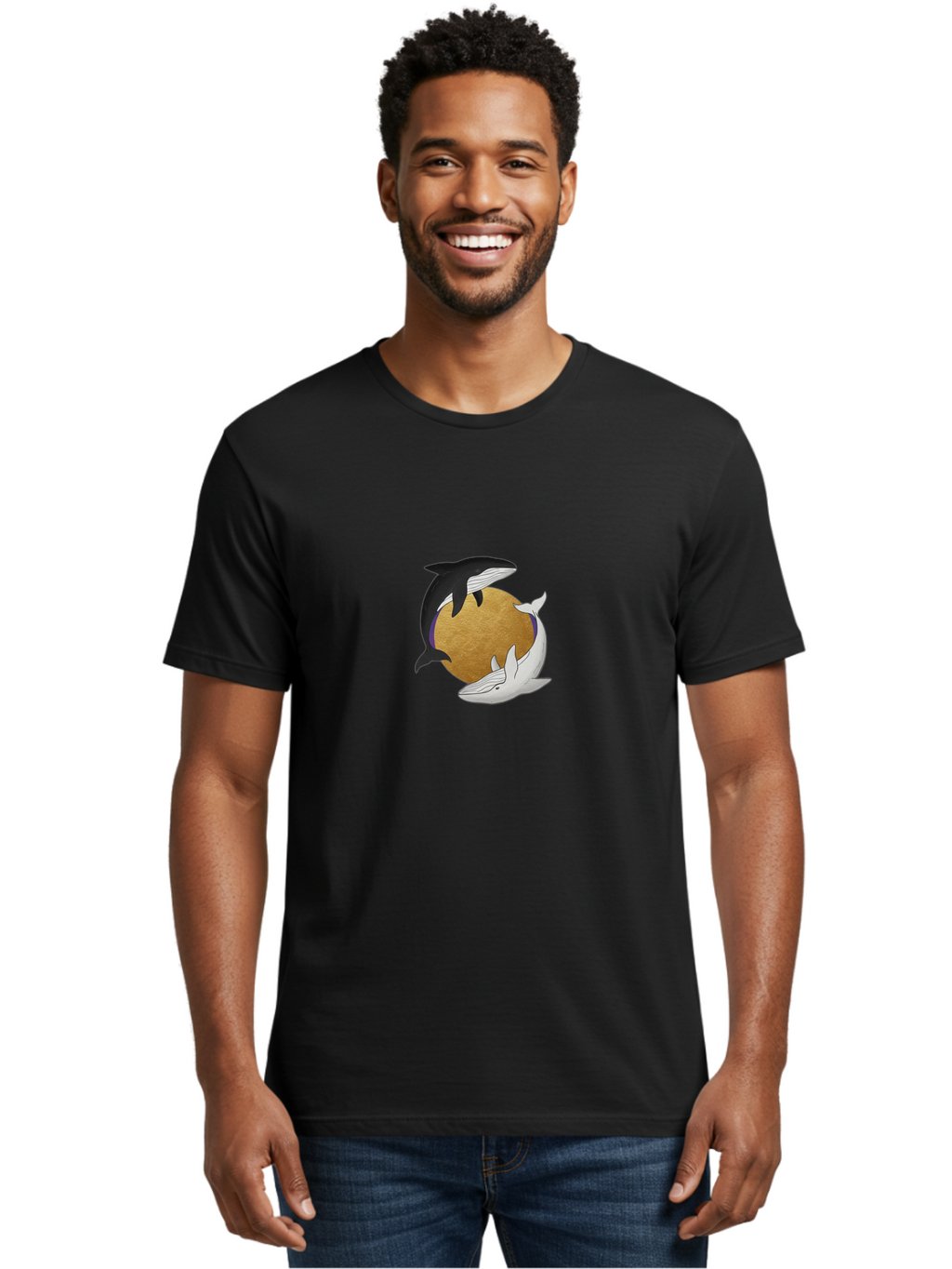 Yin-Yang-Whales Men'S Graphic Tee, 100% Cotton, Comfortable Casual Summer Wear, Machine Washable, Vintage Camera, Old Camera, Antique Camera, Black Camera, Classic Photography, Photography Equipment, Nostalgic Device, Film Camera, Camera Art Baj318