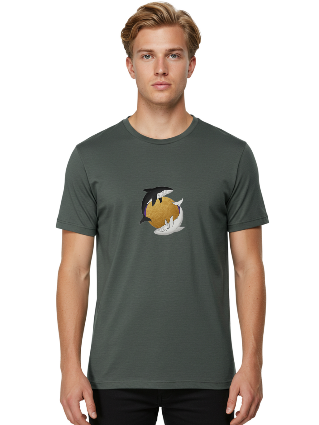 Yin-Yang-Whales Men'S Graphic Tee, 100% Cotton, Comfortable Casual Summer Wear, Machine Washable, Vintage Camera, Old Camera, Antique Camera, Black Camera, Classic Photography, Photography Equipment, Nostalgic Device, Film Camera, Camera Art Baj318