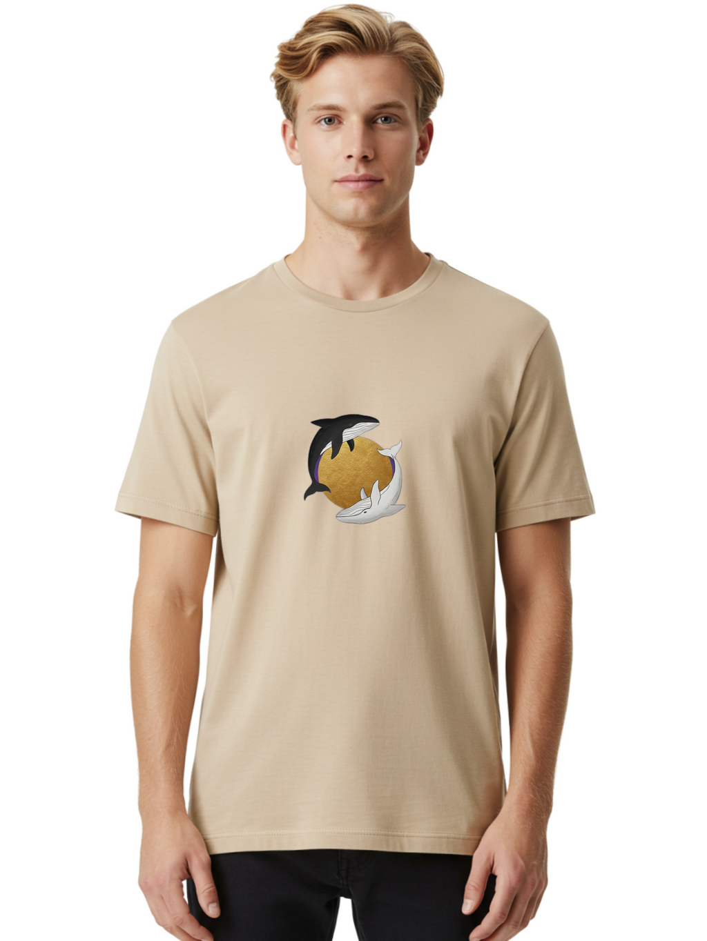 Yin-Yang-Whales Men'S Graphic Tee, 100% Cotton, Comfortable Casual Summer Wear, Machine Washable, Vintage Camera, Old Camera, Antique Camera, Black Camera, Classic Photography, Photography Equipment, Nostalgic Device, Film Camera, Camera Art Baj318