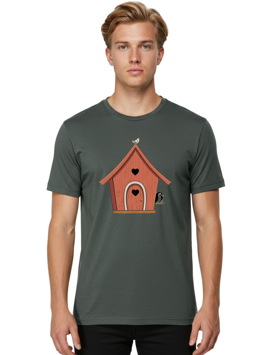 Birdhouse-With-Heart-Shaped-Windows Men'S Graphic Tee, 100% Cotton, Comfortable Casual Summer Wear, Machine Washable, Vintage Camera, Old Camera, Antique Camera, Black Camera, Classic Photography, Photography Equipment, Nostalgic Device, Baj328